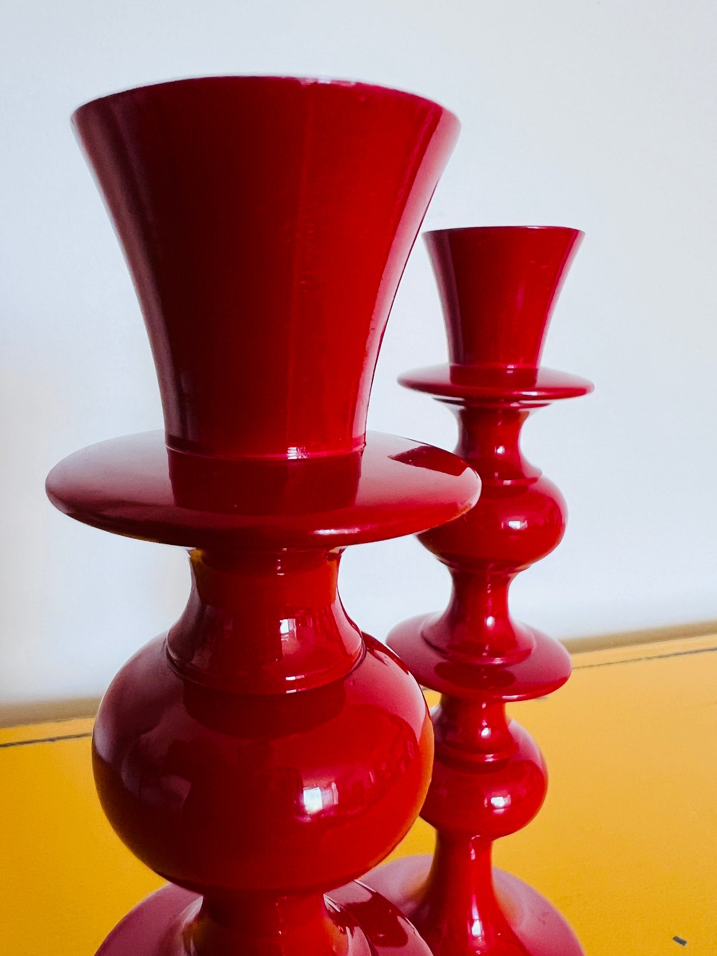 Red Crate & Barrel Metal Candle Holders