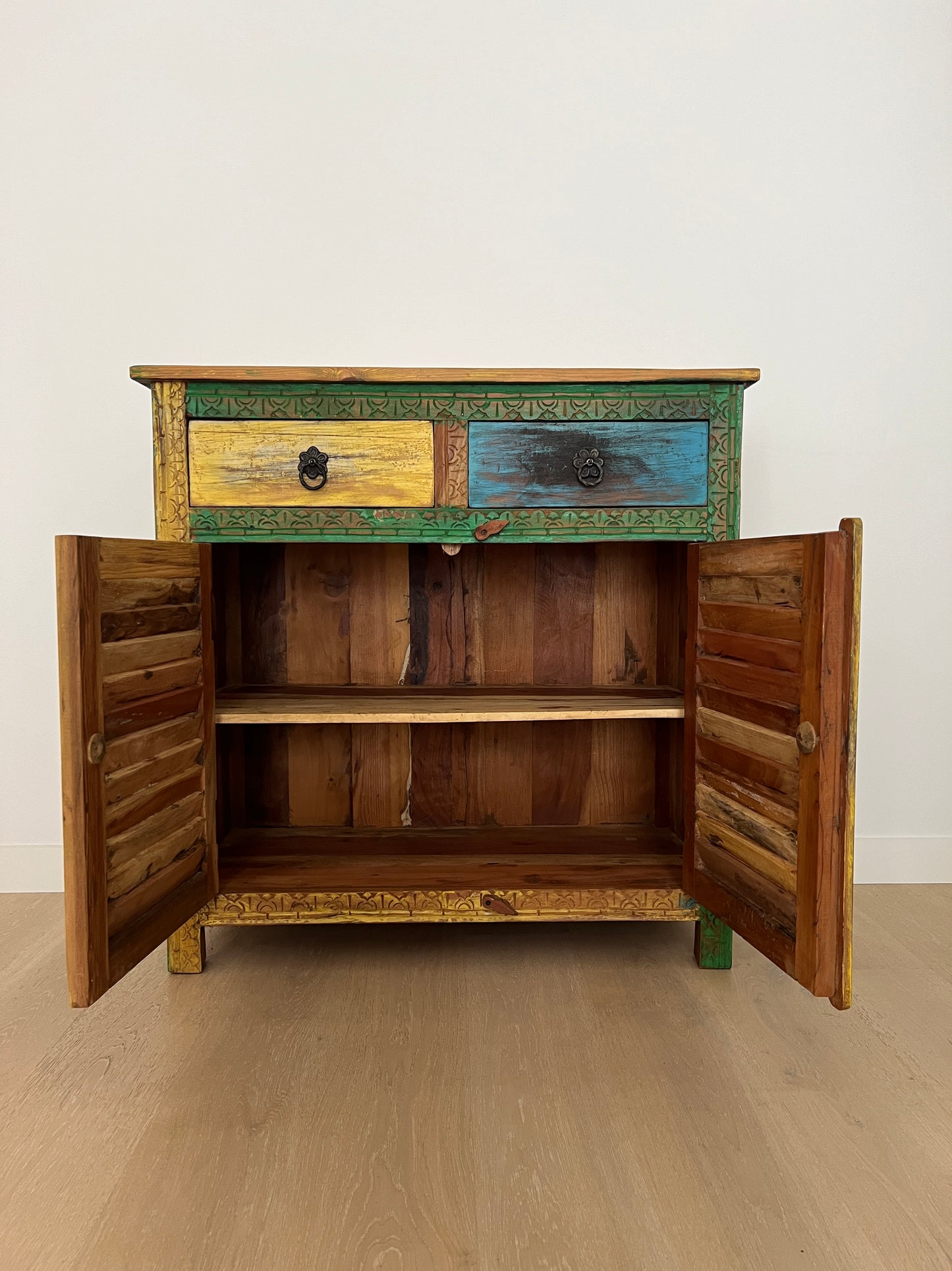 Beautiful Rustic Colourful Wooden Cabinet