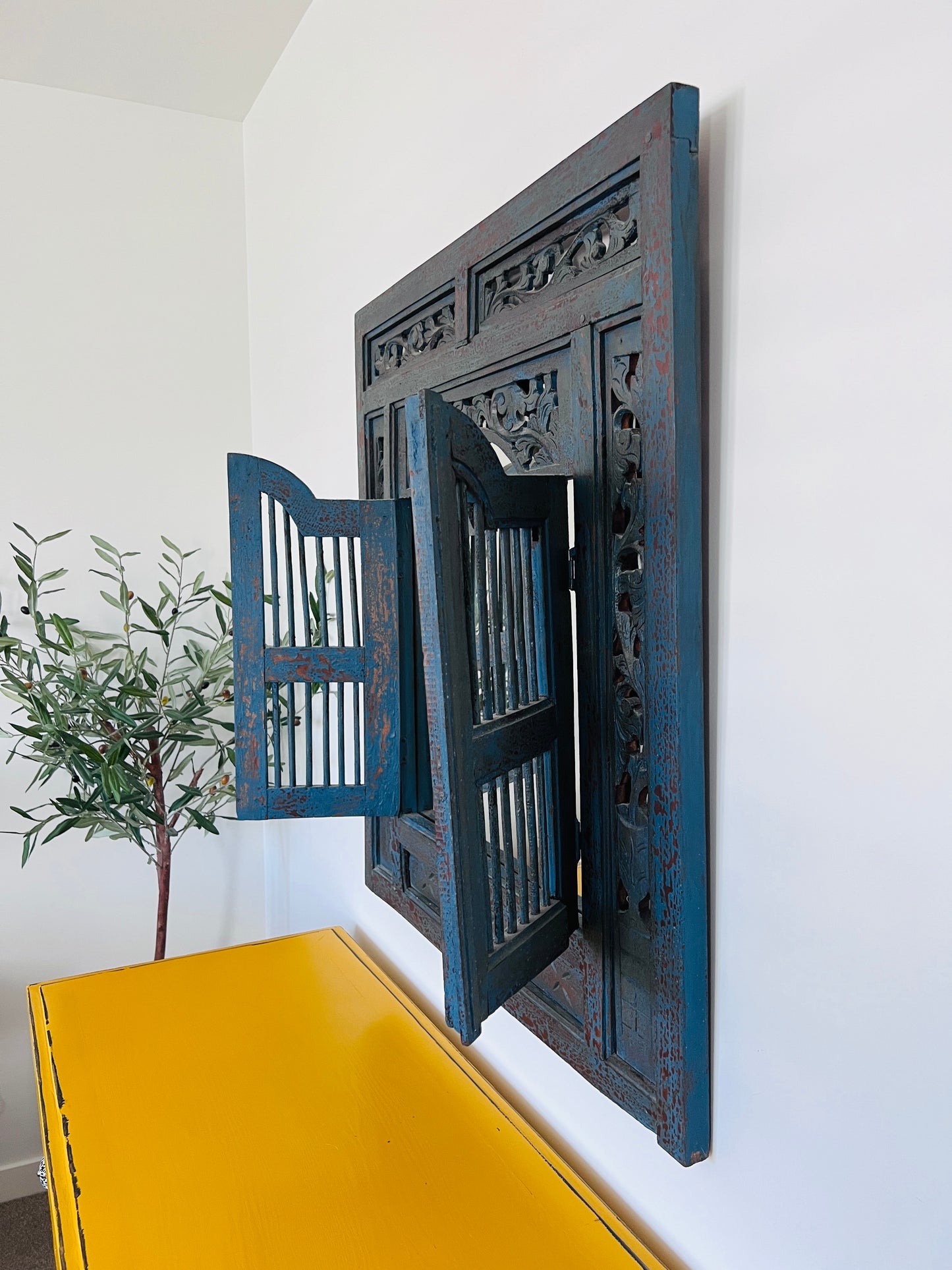 Beautiful Blue Balinese Window Mirror
