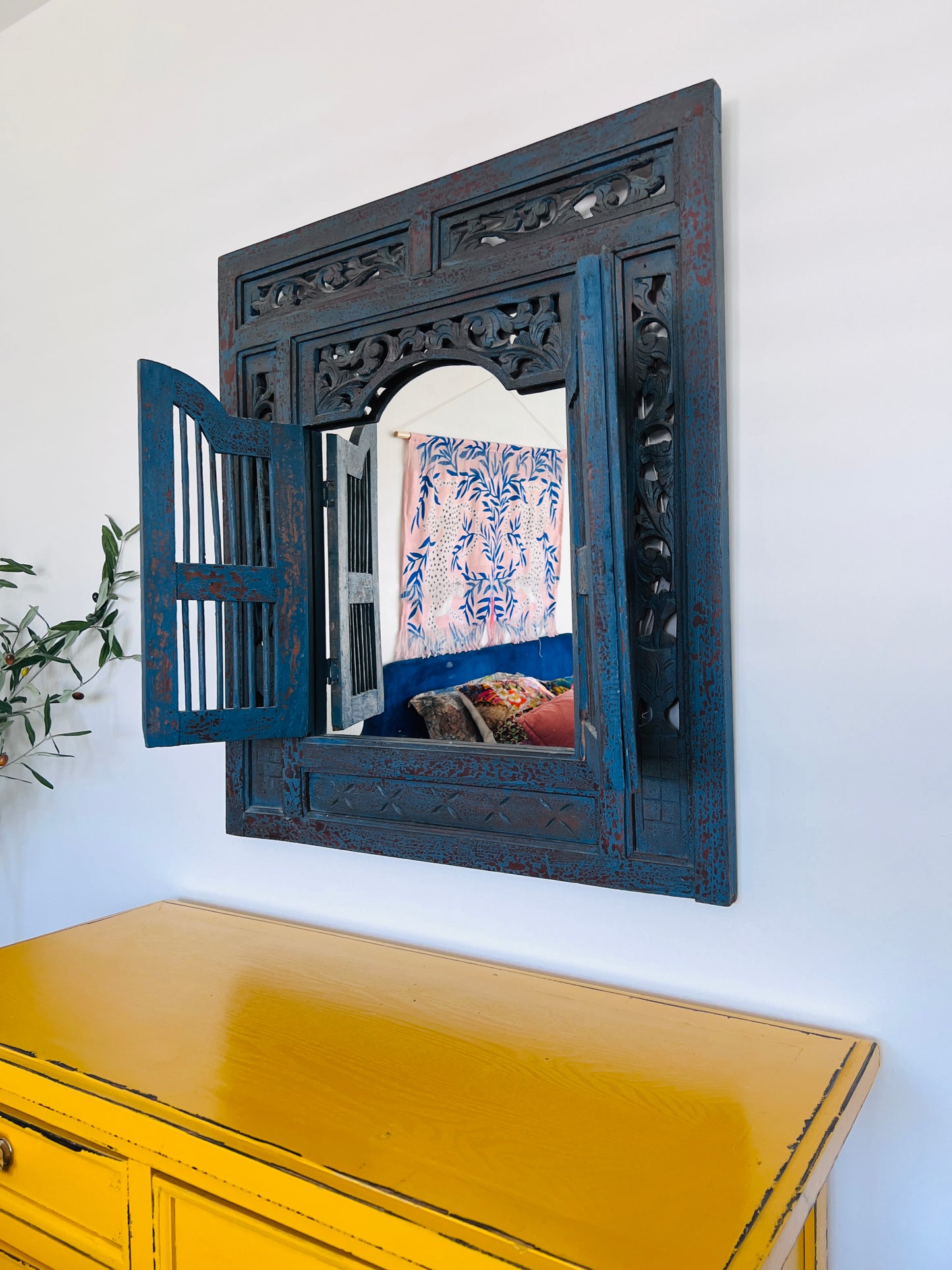 Beautiful Blue Balinese Window Mirror