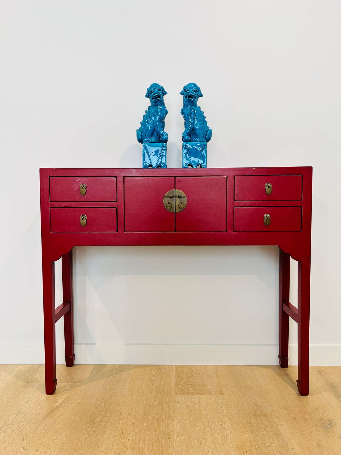 Red Wooden Oriental Hall/Side Table