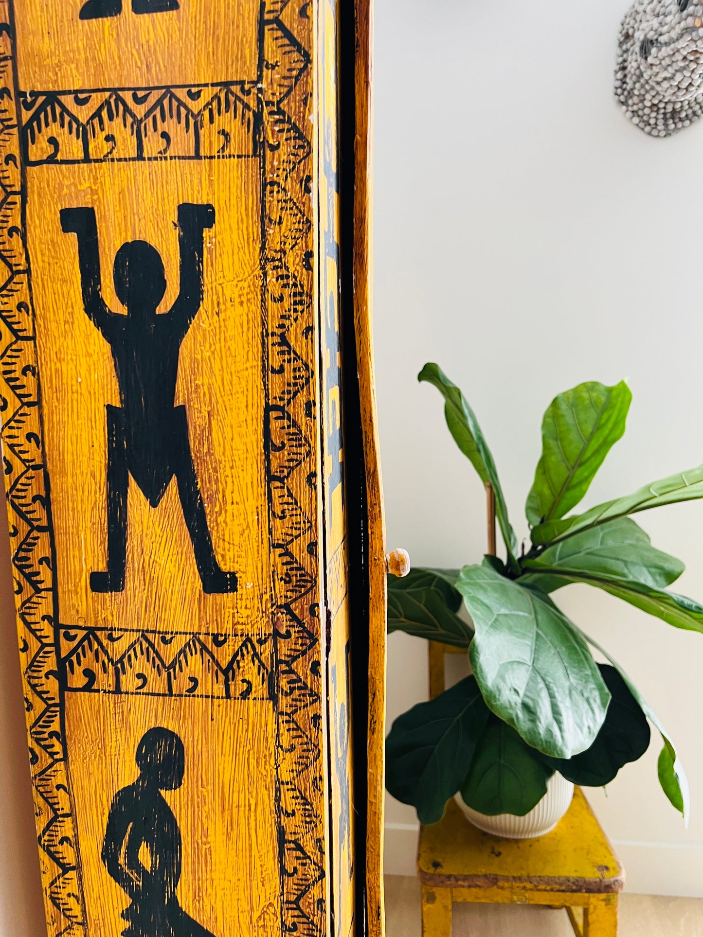Funky Vintage Wooden Ethnic Cabinet