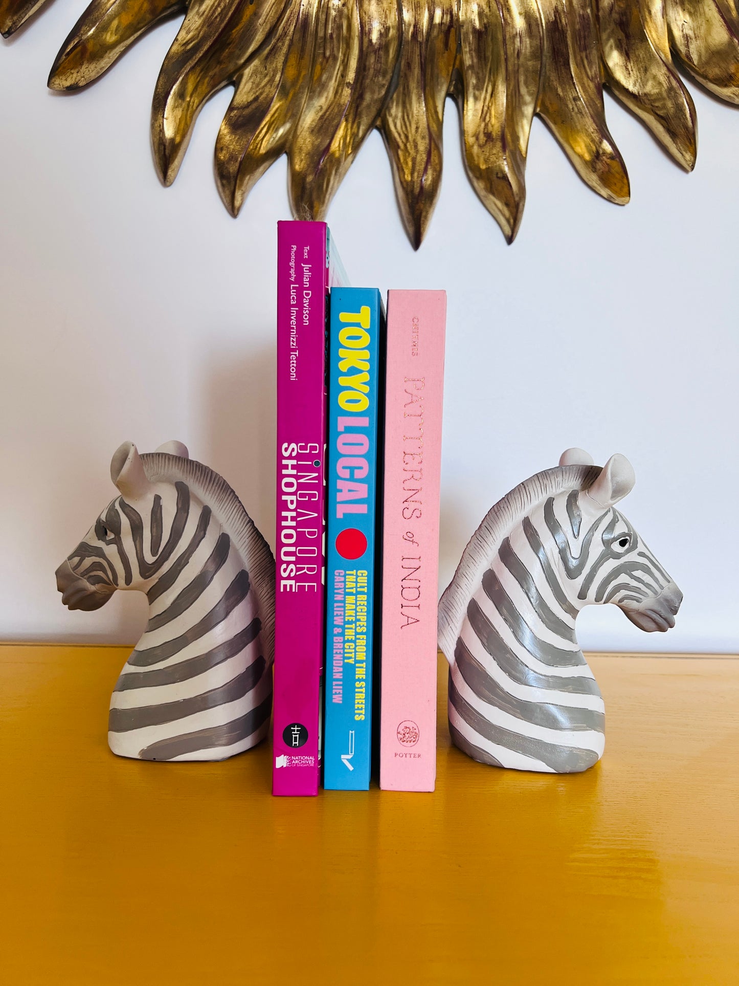 Funky Pair of Zebra Bookends