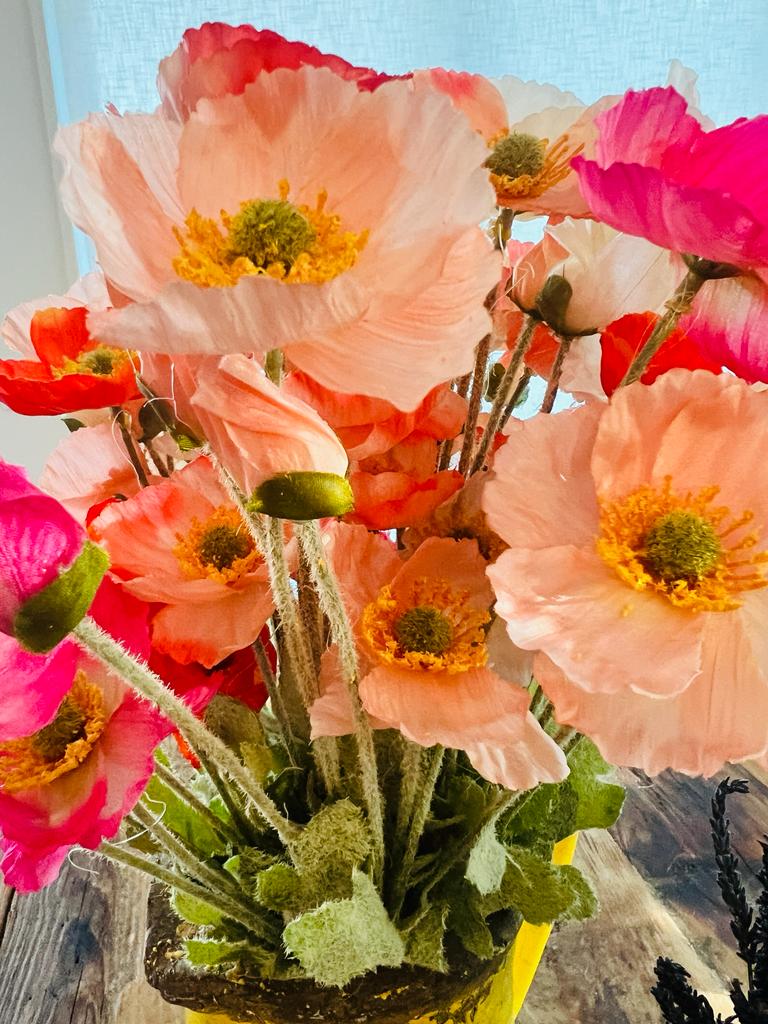 Beautiful Set of Decorative Jugs with Faux Flowers