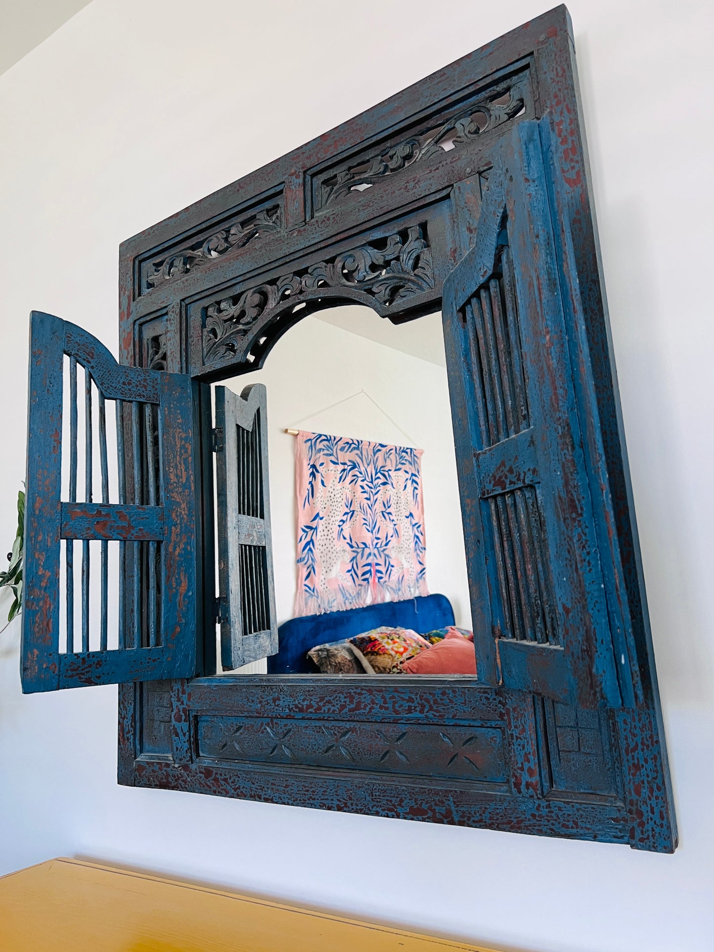 Beautiful Blue Balinese Window Mirror