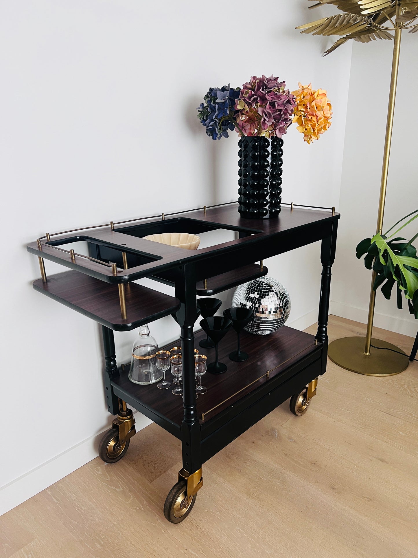 Stunning Fully Curated Mid-century Bar Cart