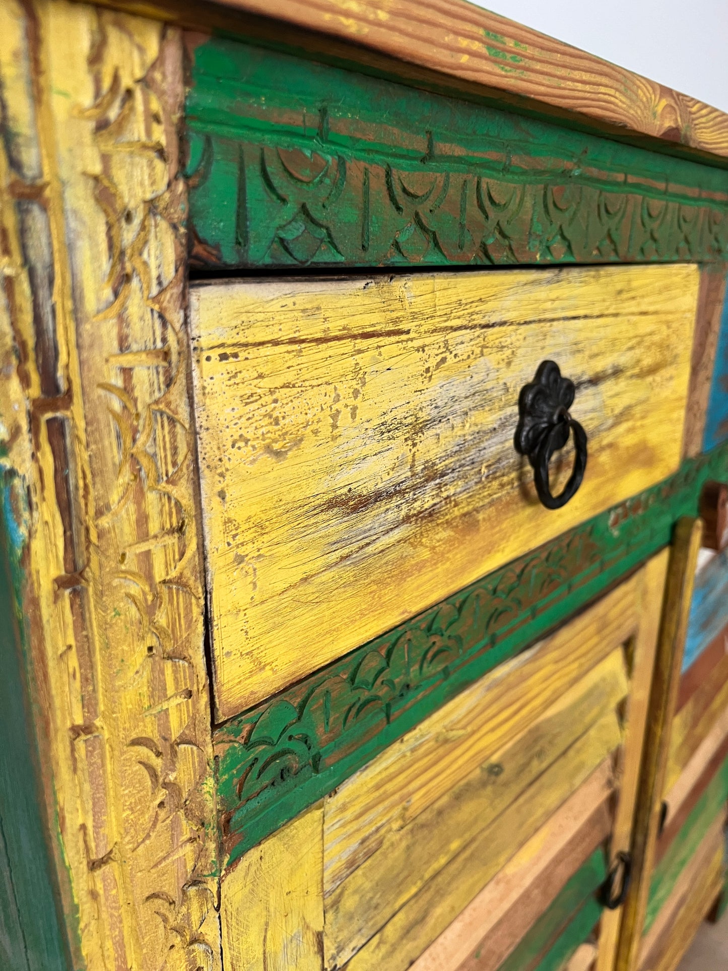 Beautiful Rustic Colourful Wooden Cabinet
