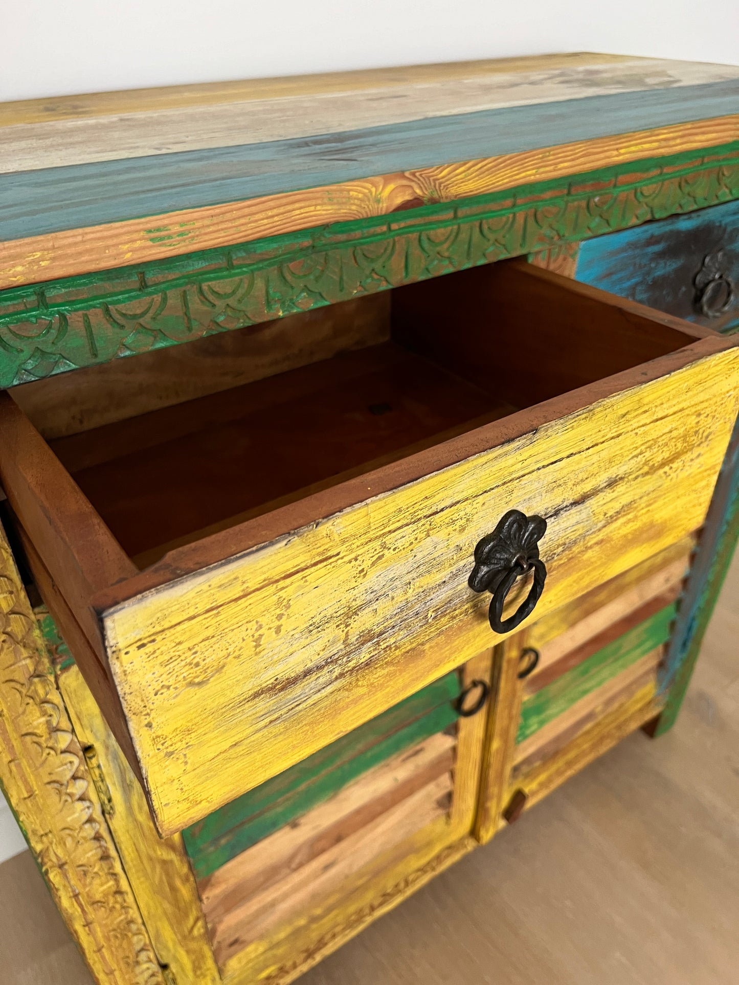 Beautiful Rustic Colourful Wooden Cabinet