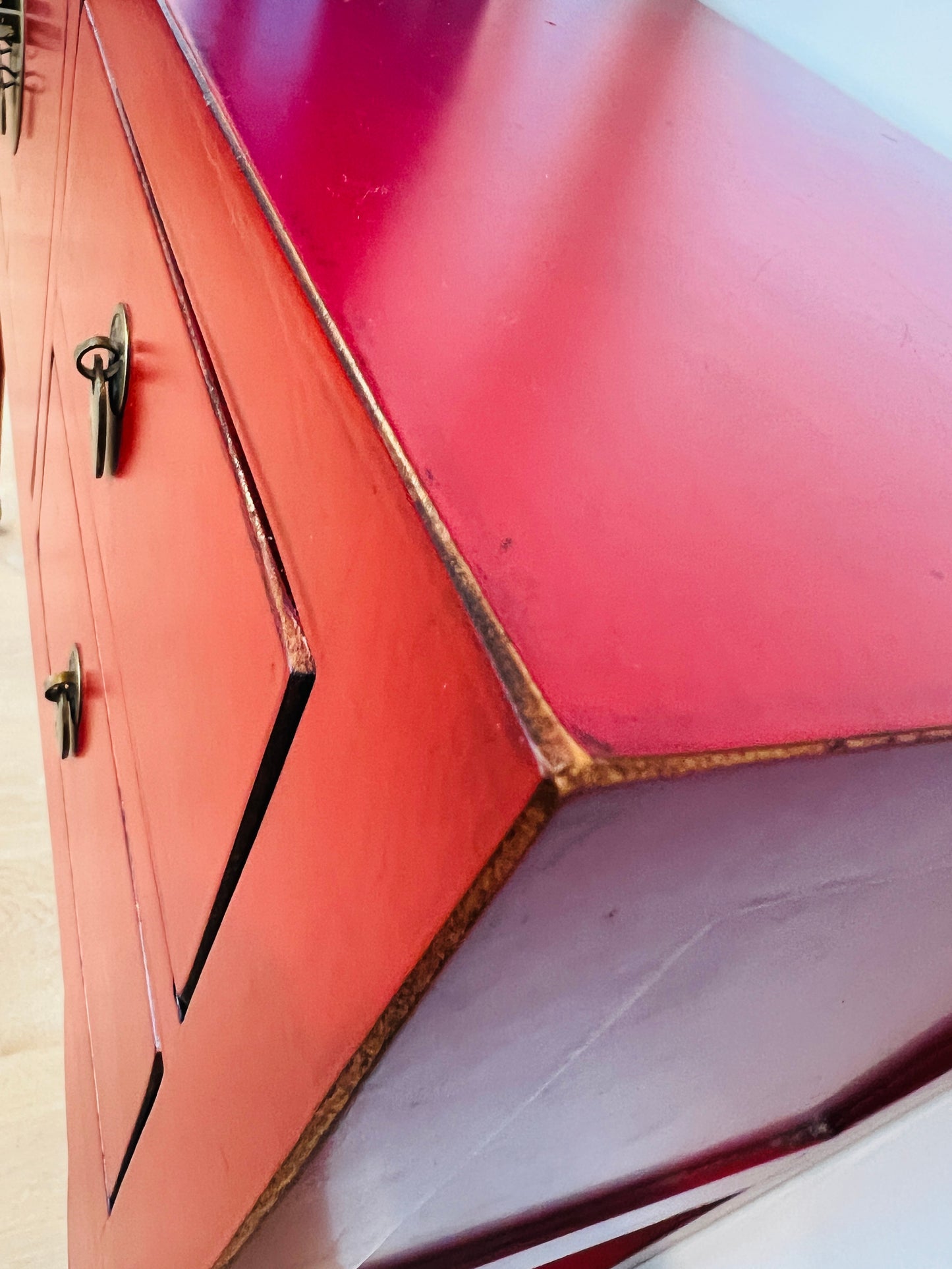 Red Wooden Oriental Hall/Side Table