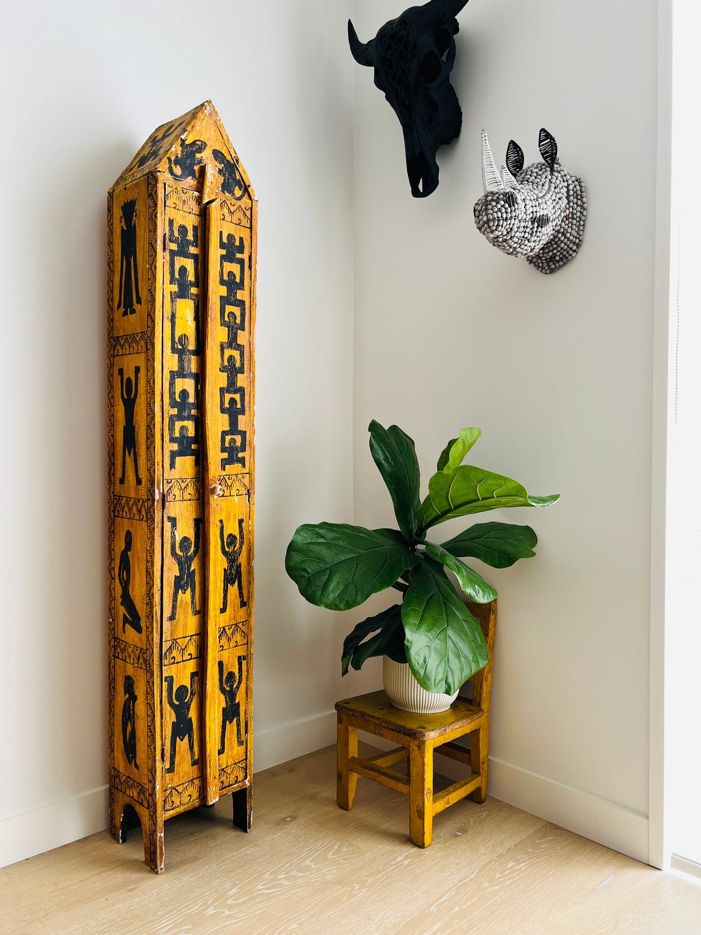 Funky Vintage Wooden Ethnic Cabinet