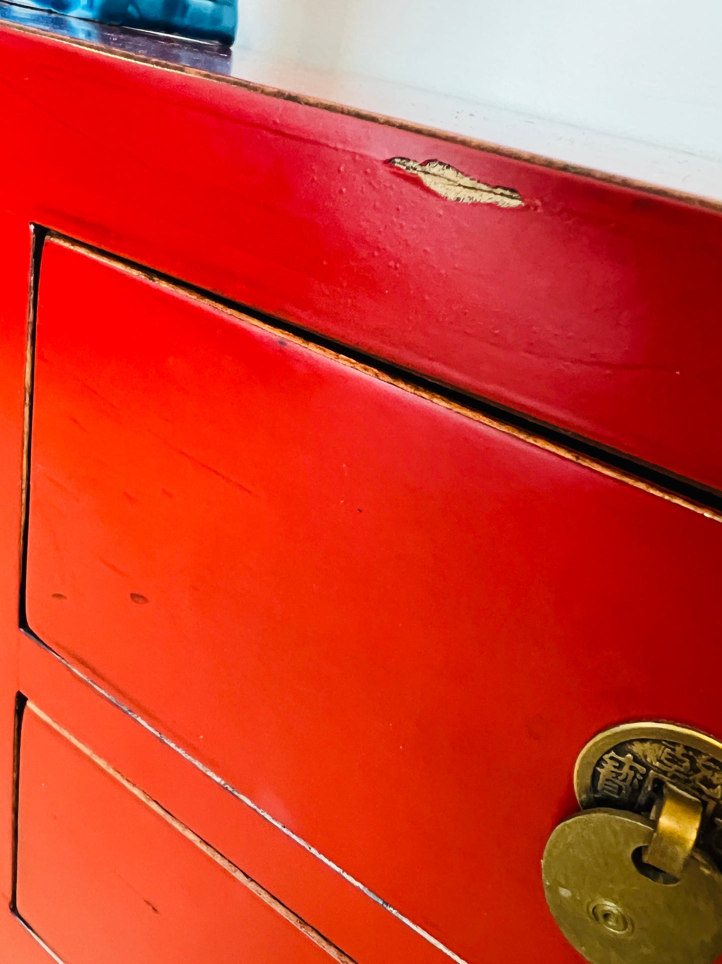 Red Wooden Oriental Hall/Side Table