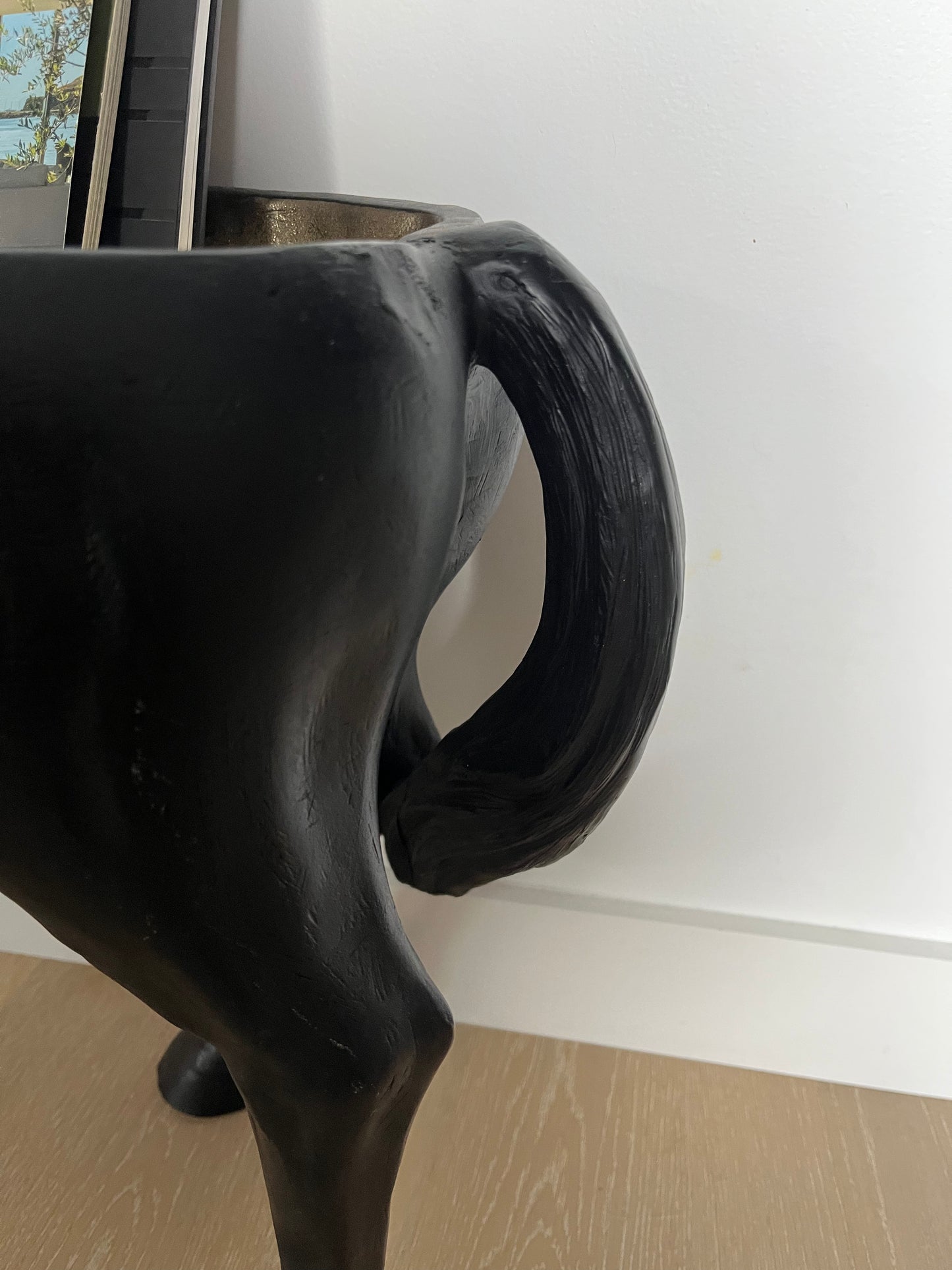 Black/ Gold Open Horse Sculpture