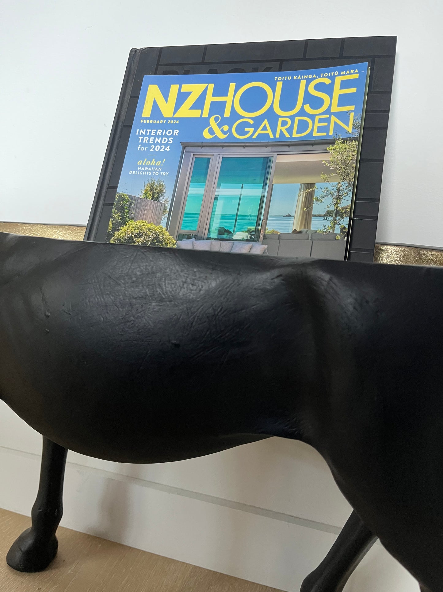 Black/ Gold Open Horse Sculpture