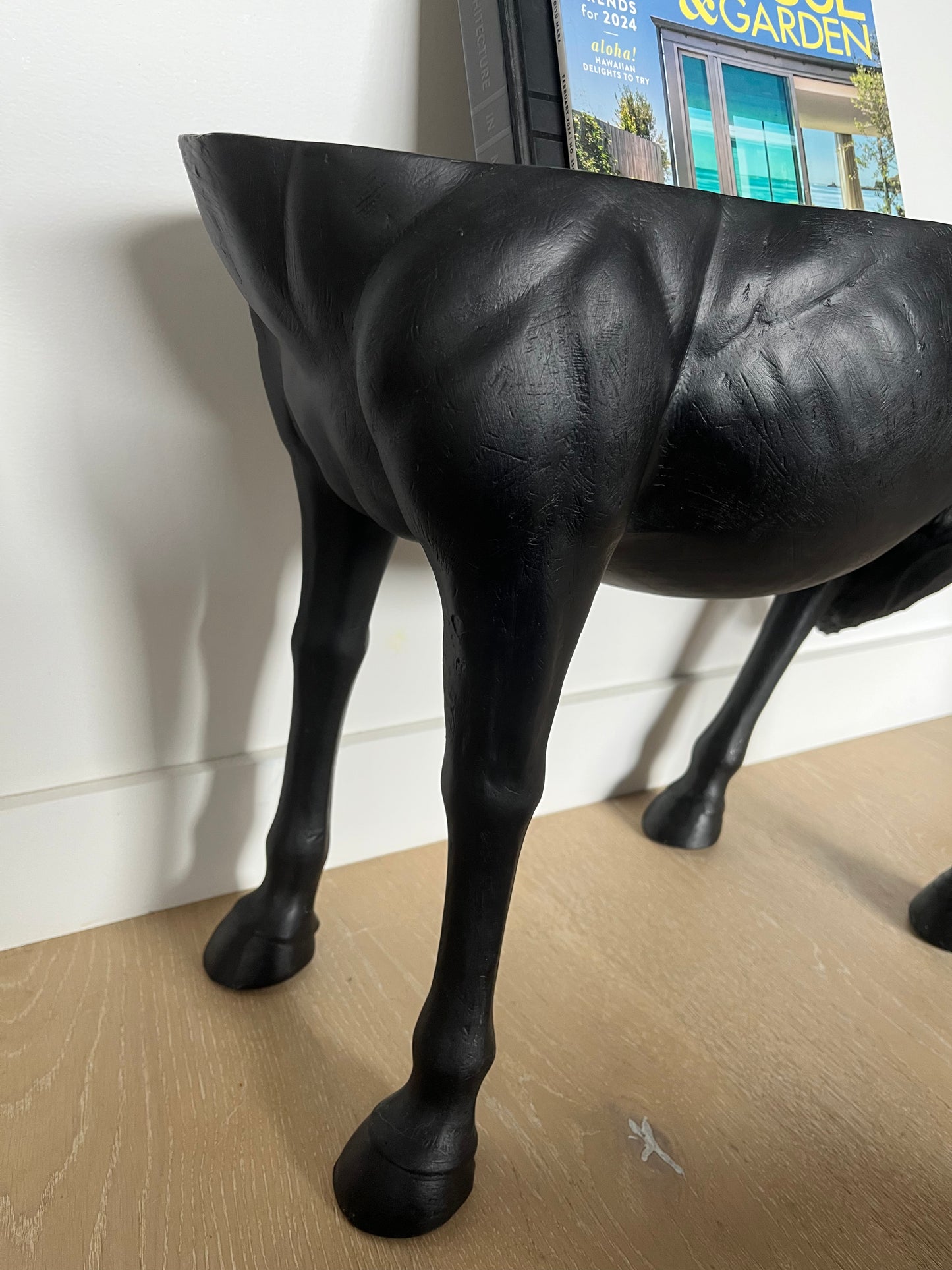 Black/ Gold Open Horse Sculpture