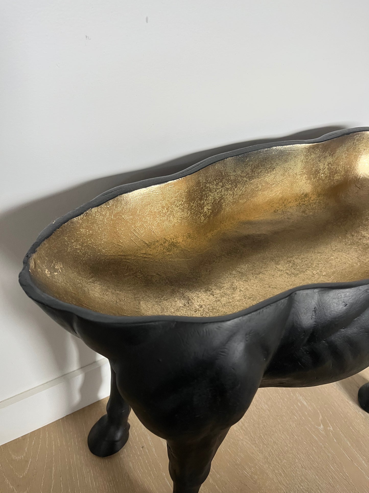 Black/ Gold Open Horse Sculpture