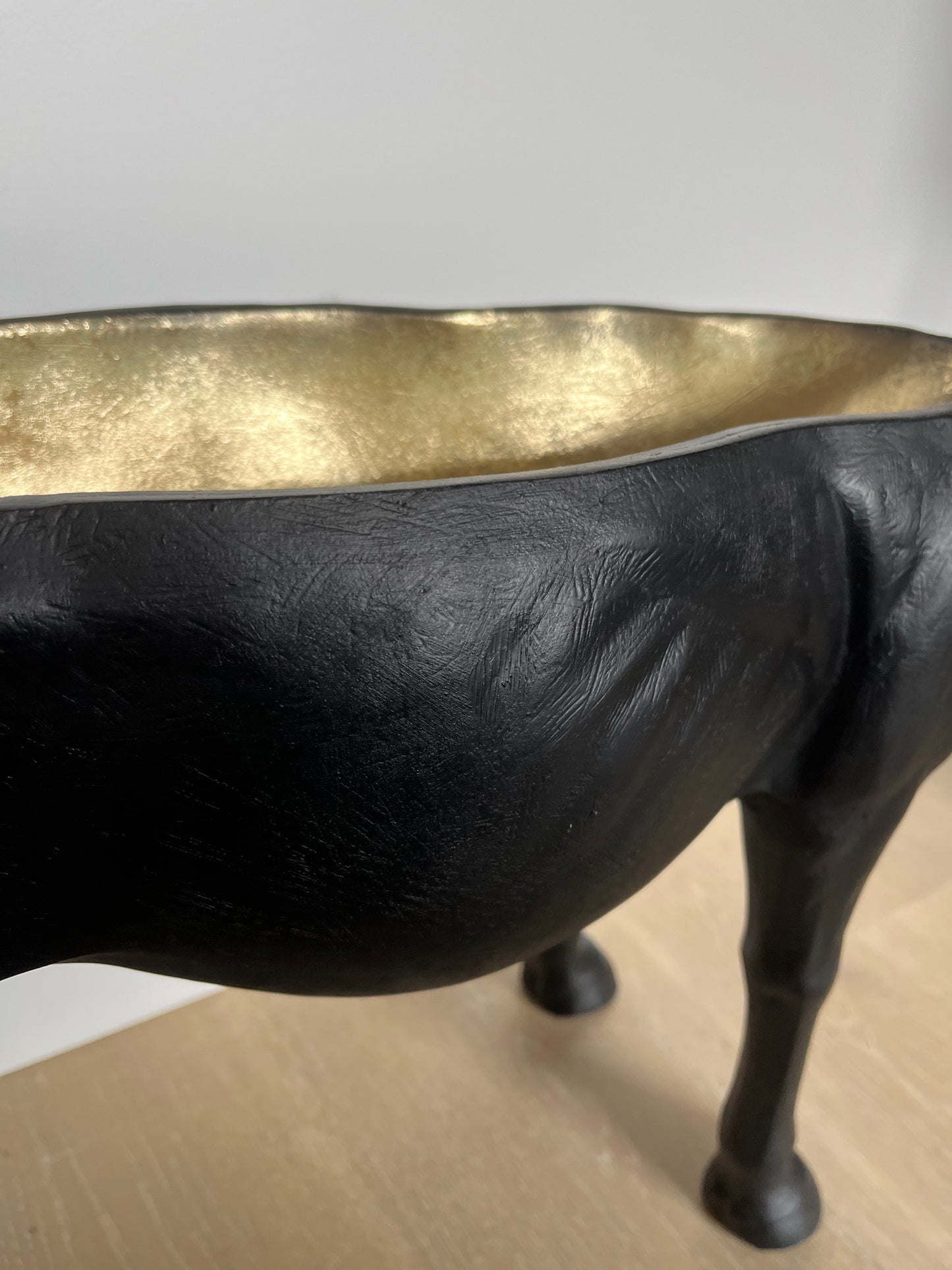 Black/ Gold Open Horse Sculpture