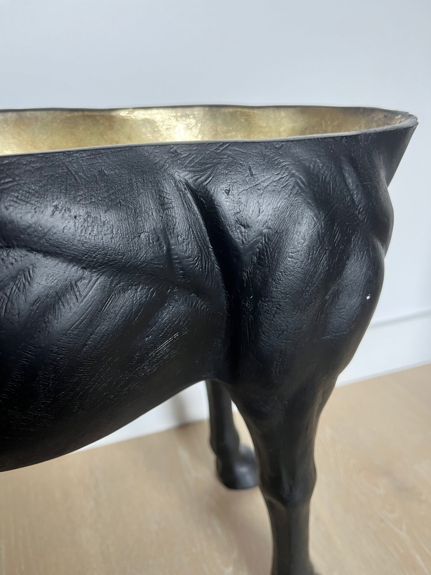 Black/ Gold Open Horse Sculpture