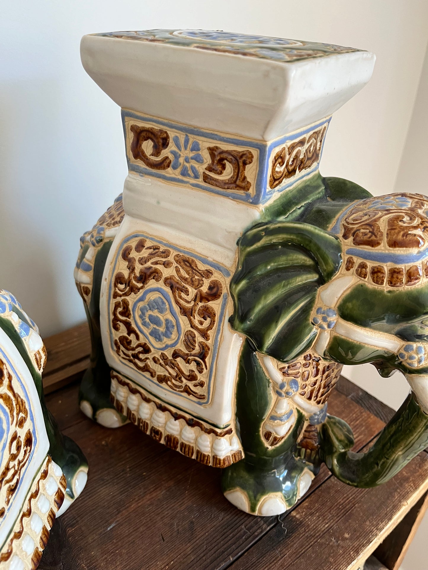 Pair of Ceramic Elephant Pot Stands