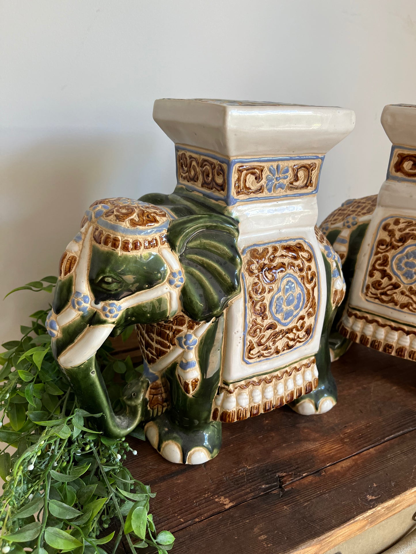 Pair of Ceramic Elephant Pot Stands