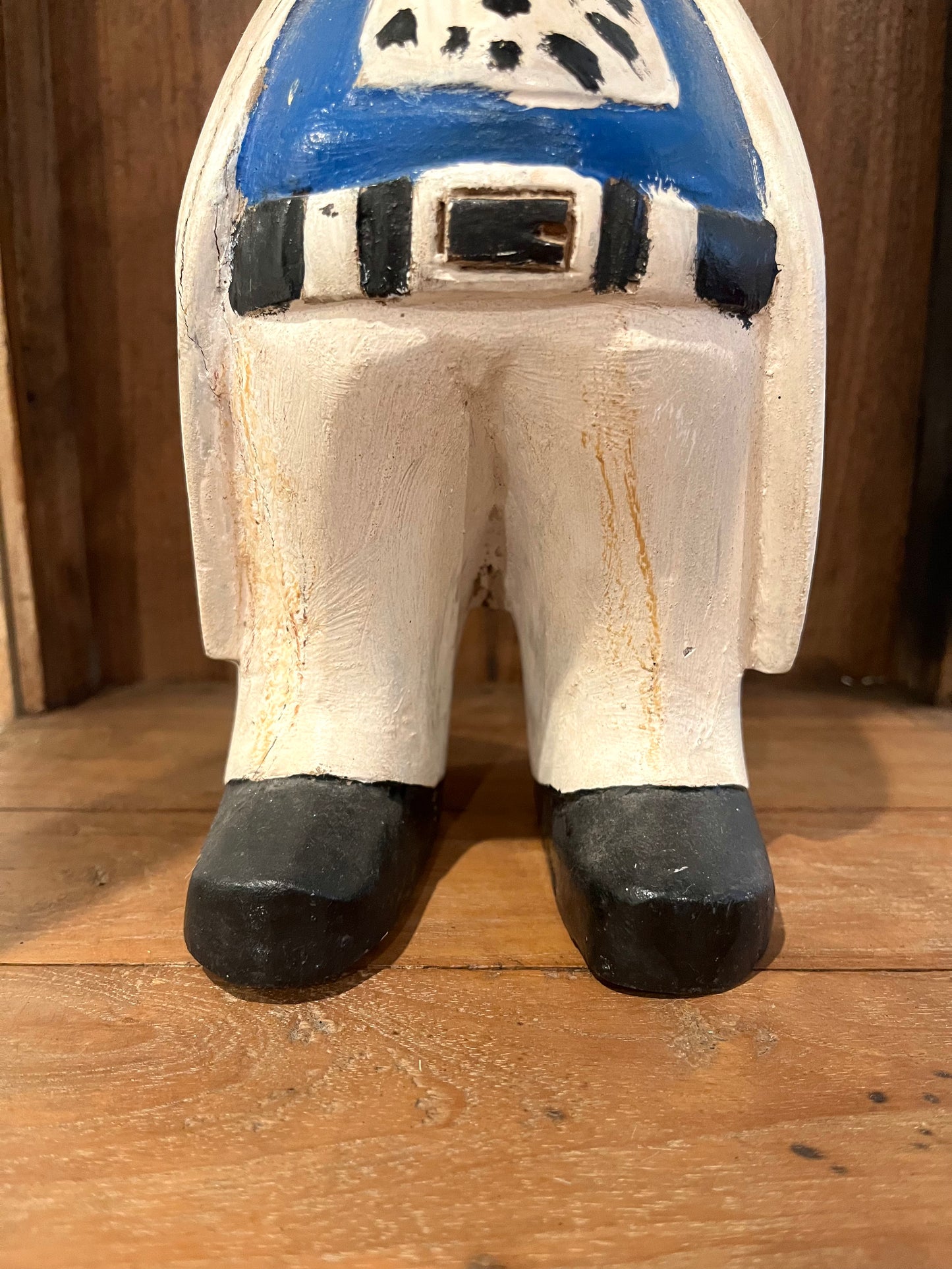Vintage Wooden Display Cabinet with Wooden Figurine