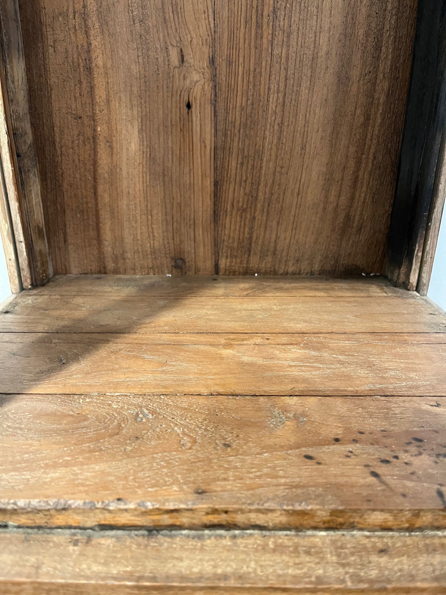 Vintage Wooden Display Cabinet with Wooden Figurine