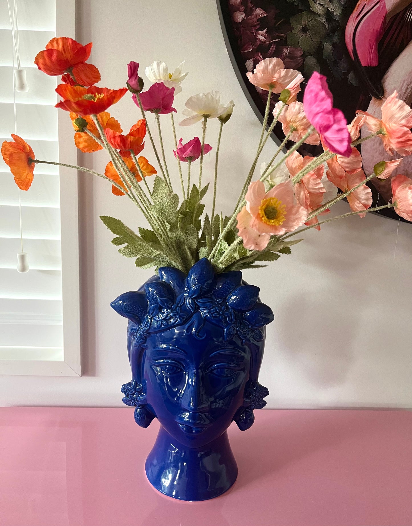 Blue Ceramic Head Vase