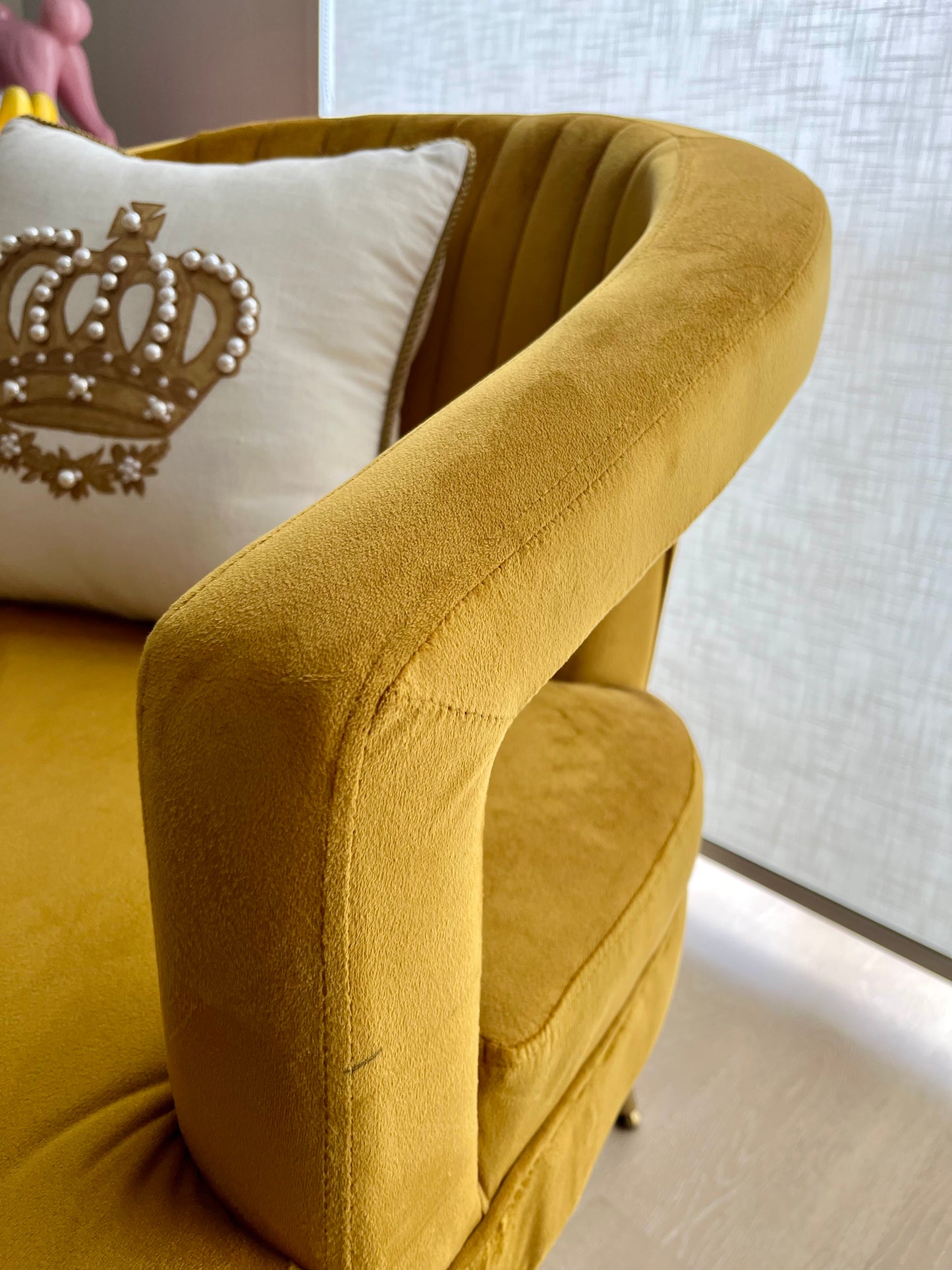 Stunning Velvet Mustard Armchair