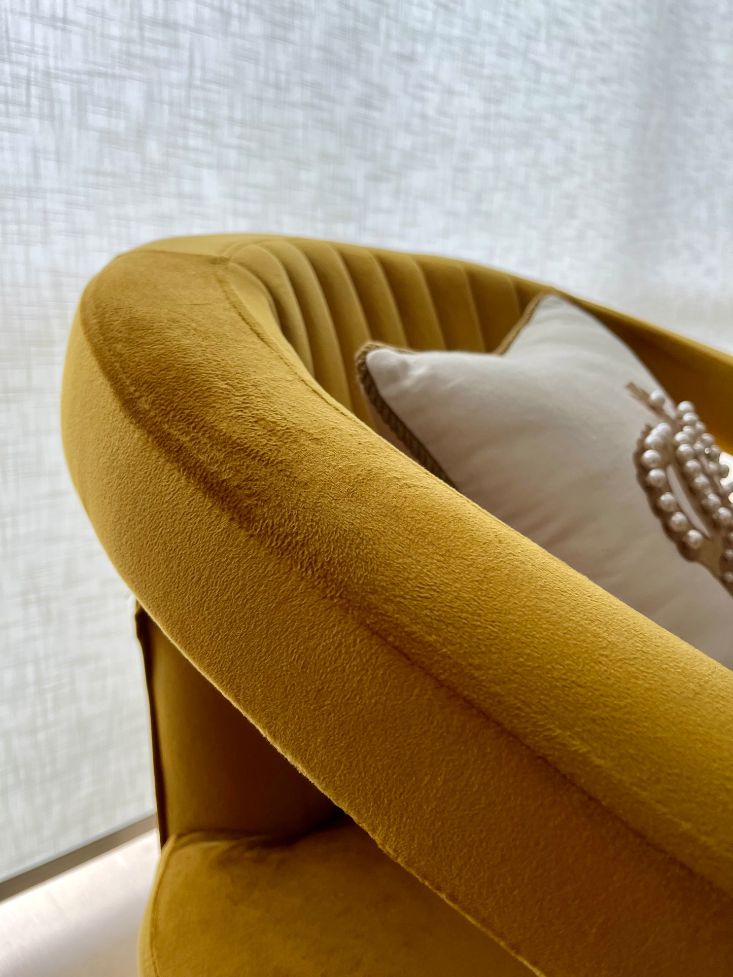 Stunning Velvet Mustard Armchair