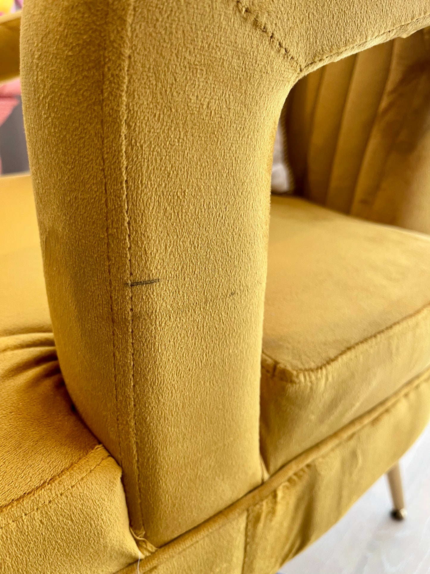 Stunning Velvet Mustard Armchair