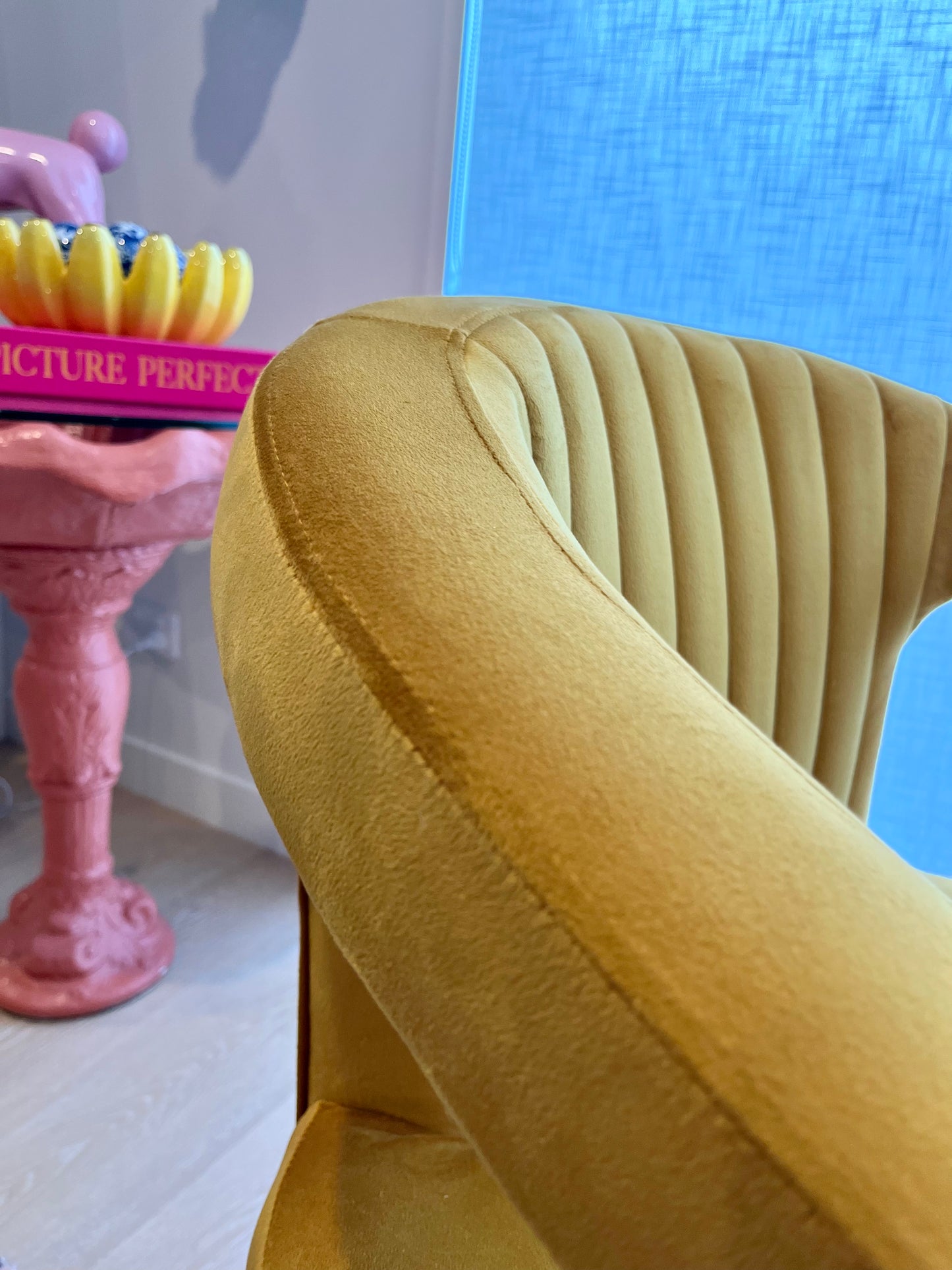 Stunning Velvet Mustard Armchair