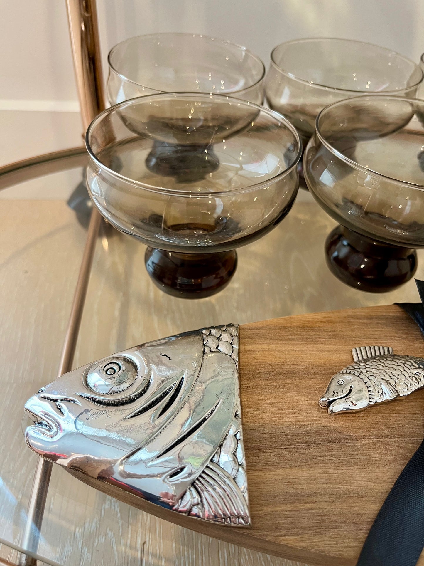 Beautifully Curated Rose Gold Bar Cart