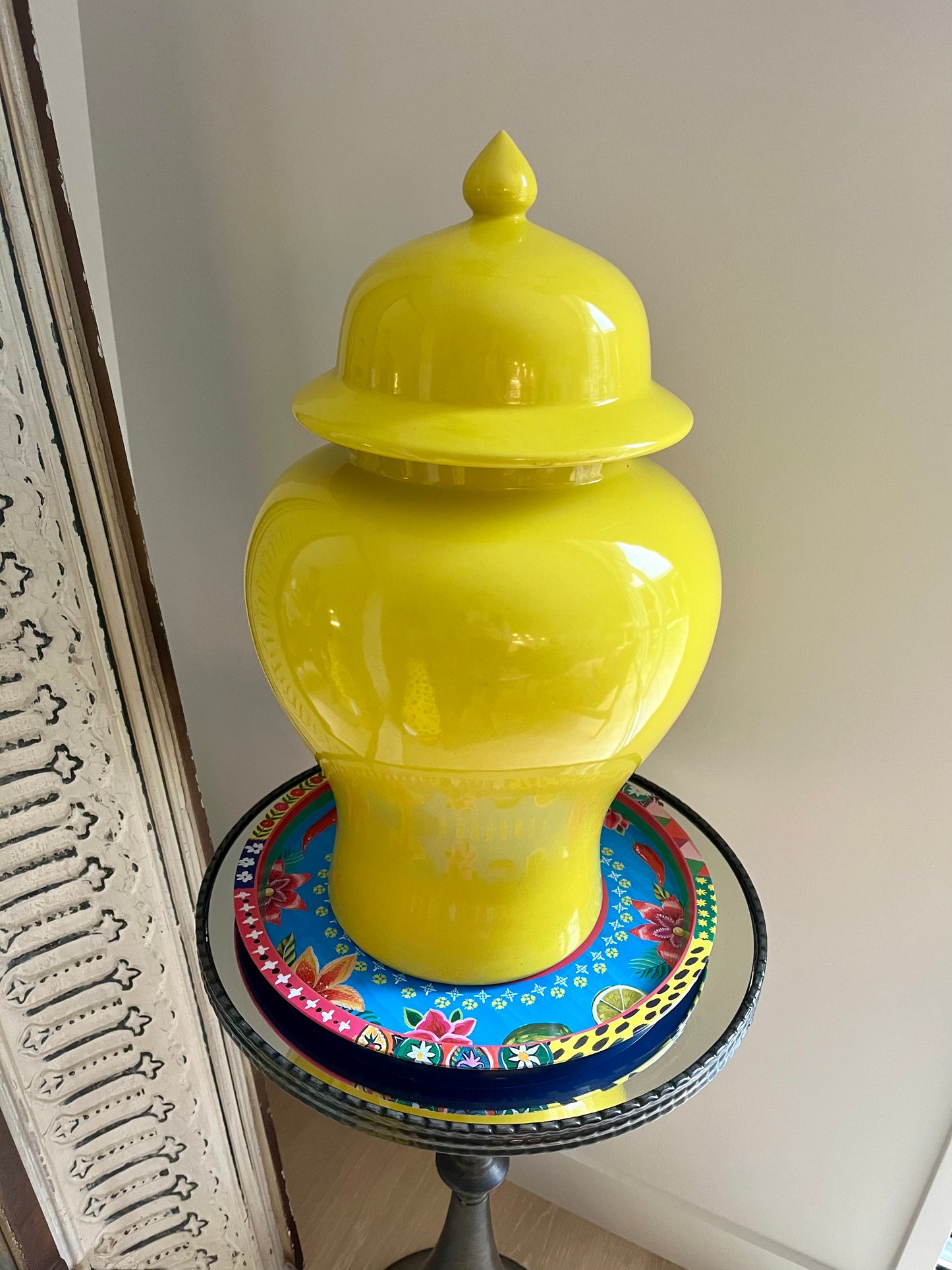 Gorgeous Tall Yellow Ginger Jar