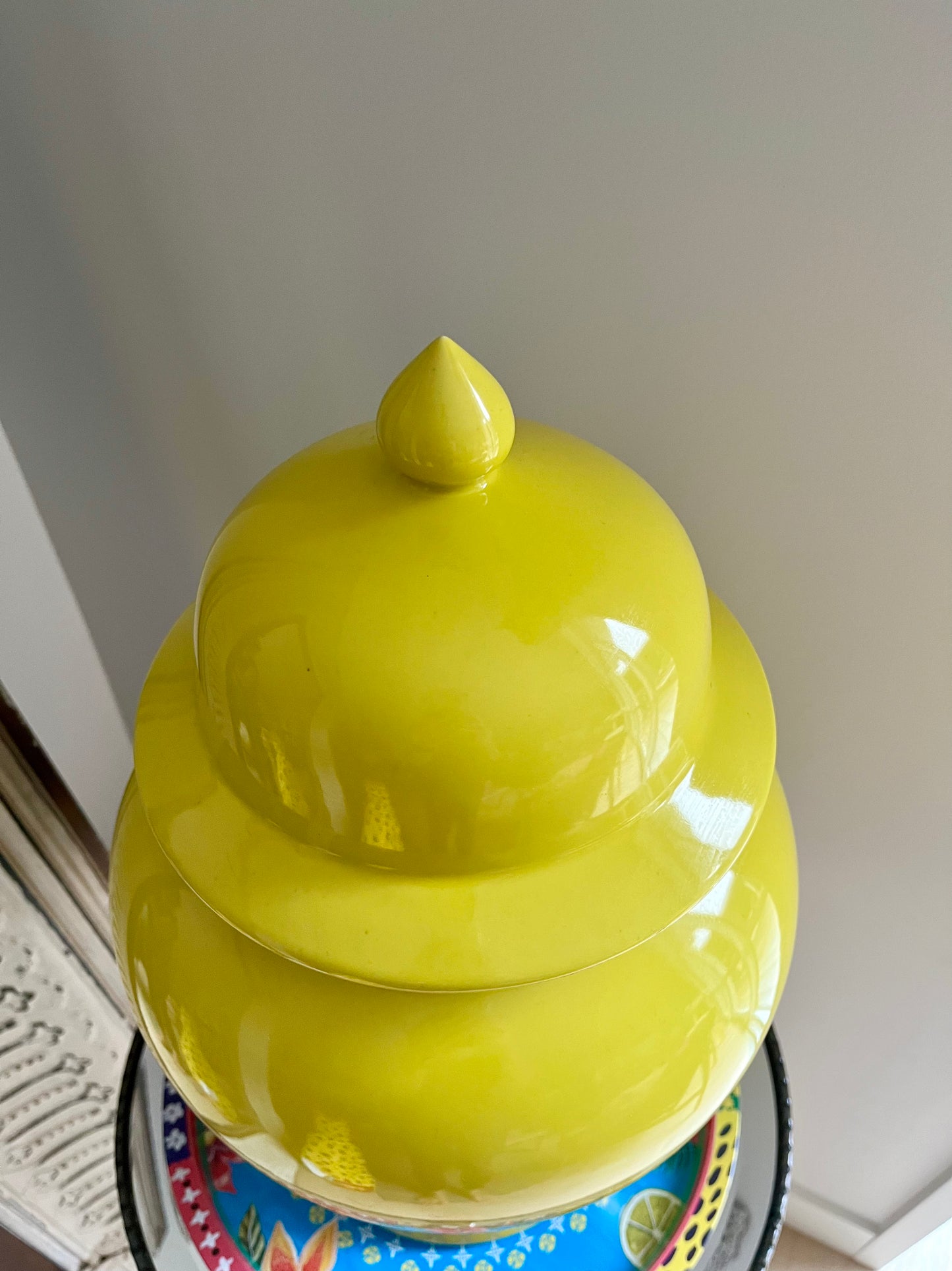 Gorgeous Tall Yellow Ginger Jar