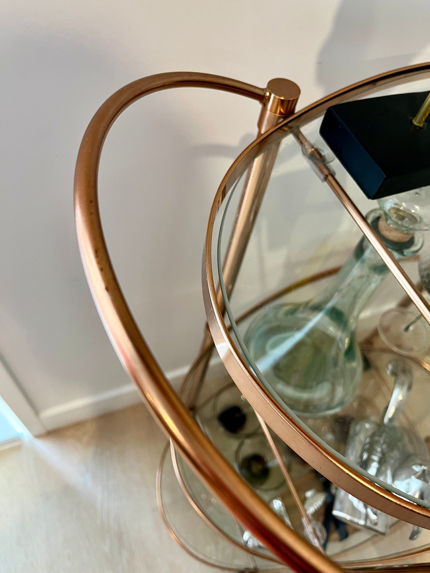 Beautifully Curated Rose Gold Bar Cart