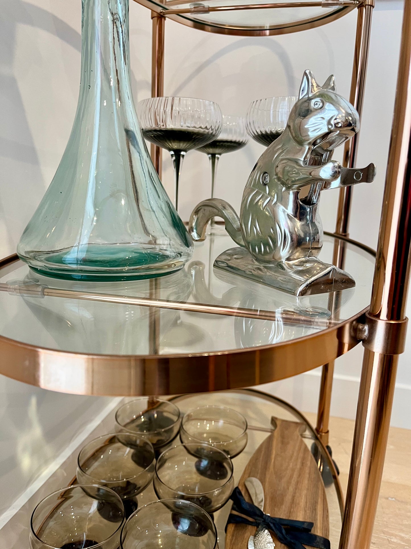 Beautifully Curated Rose Gold Bar Cart