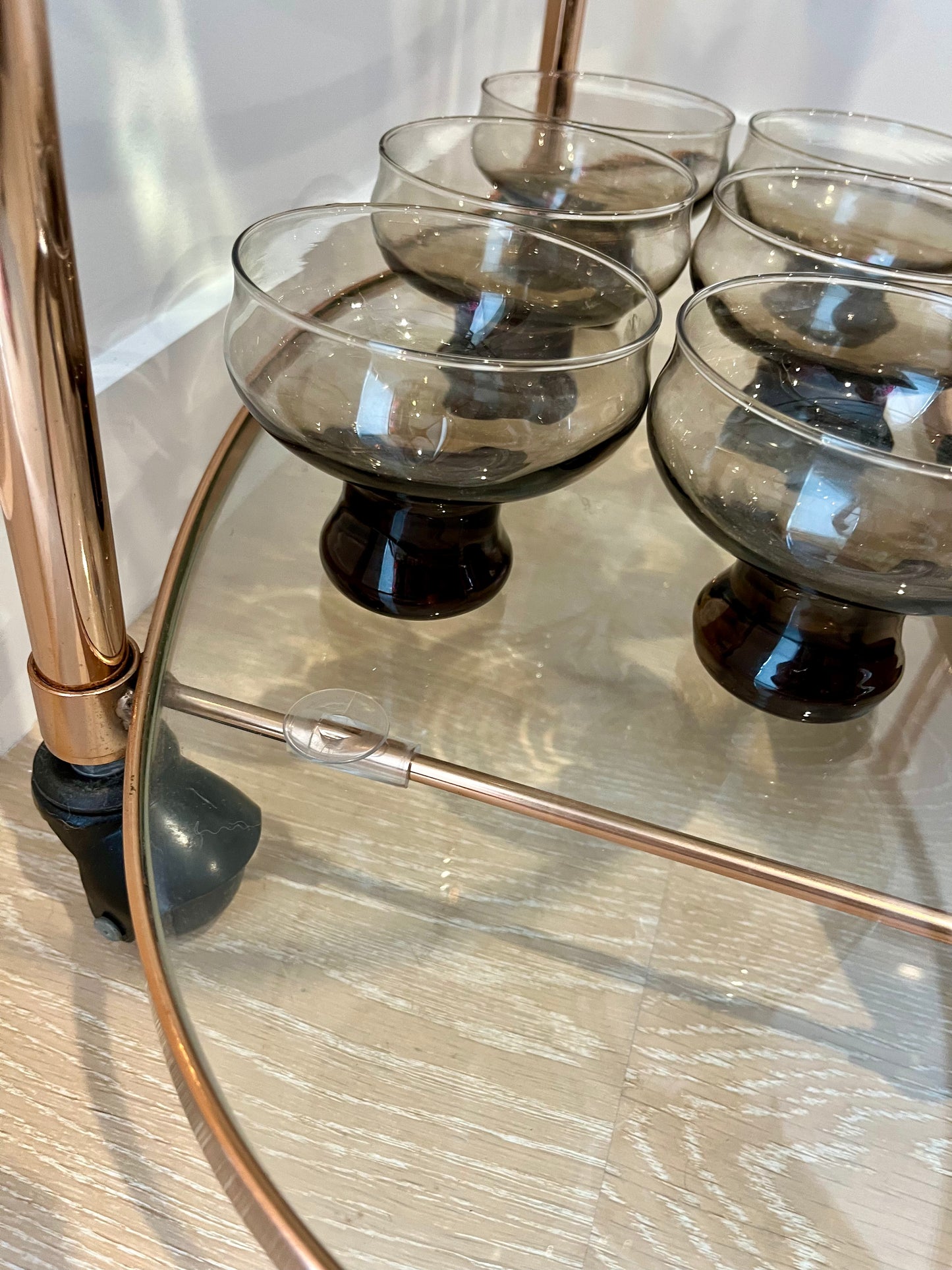 Beautifully Curated Rose Gold Bar Cart