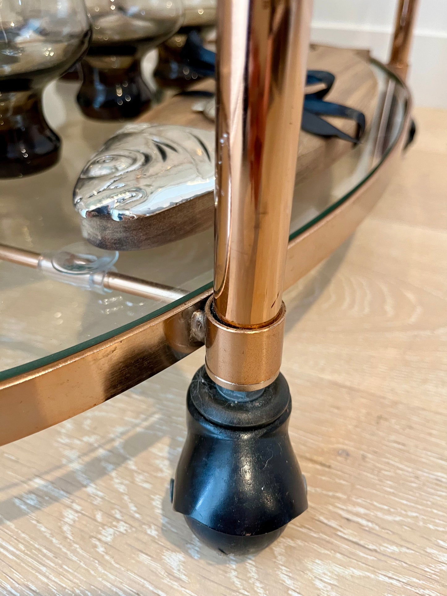 Beautifully Curated Rose Gold Bar Cart