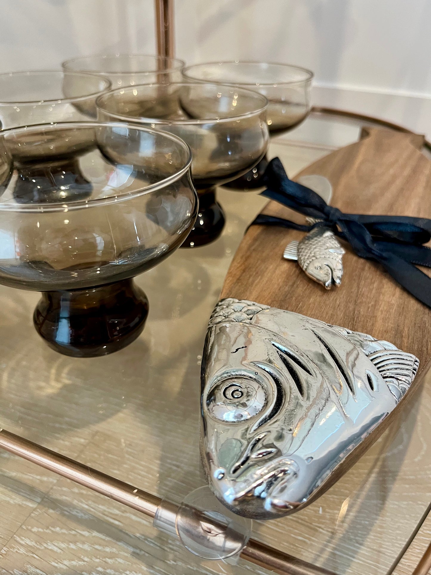 Beautifully Curated Rose Gold Bar Cart