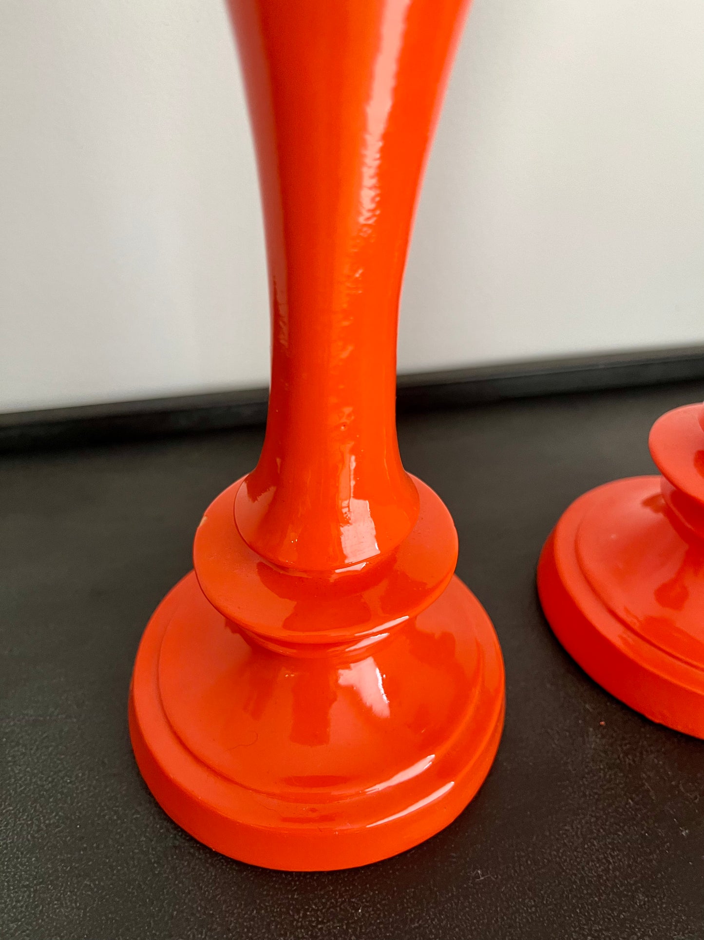 Funky Pair of Orange Candle Holders