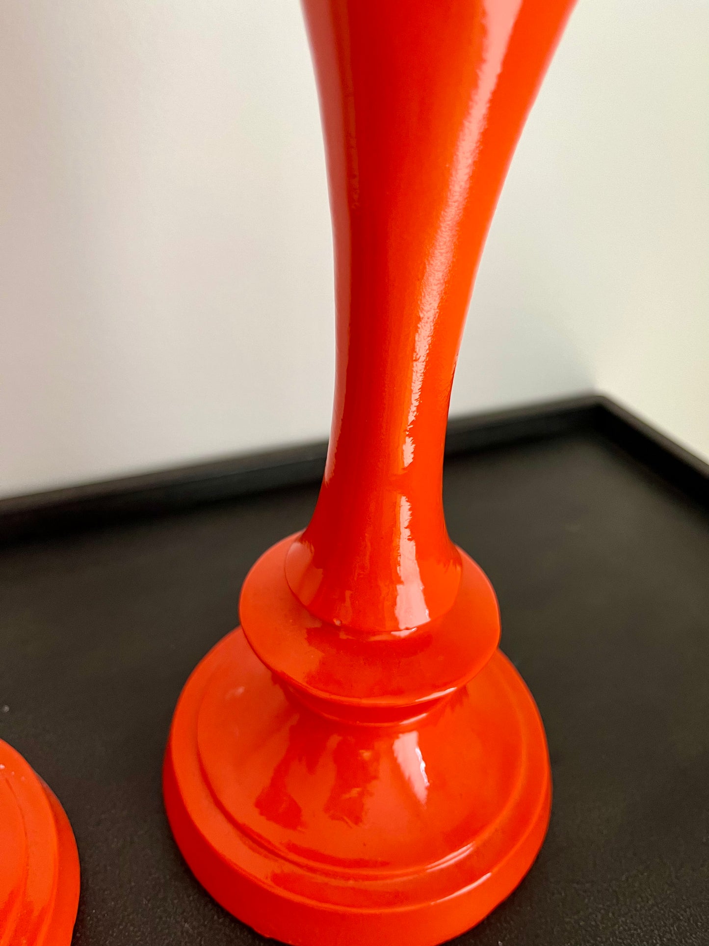 Funky Pair of Orange Candle Holders