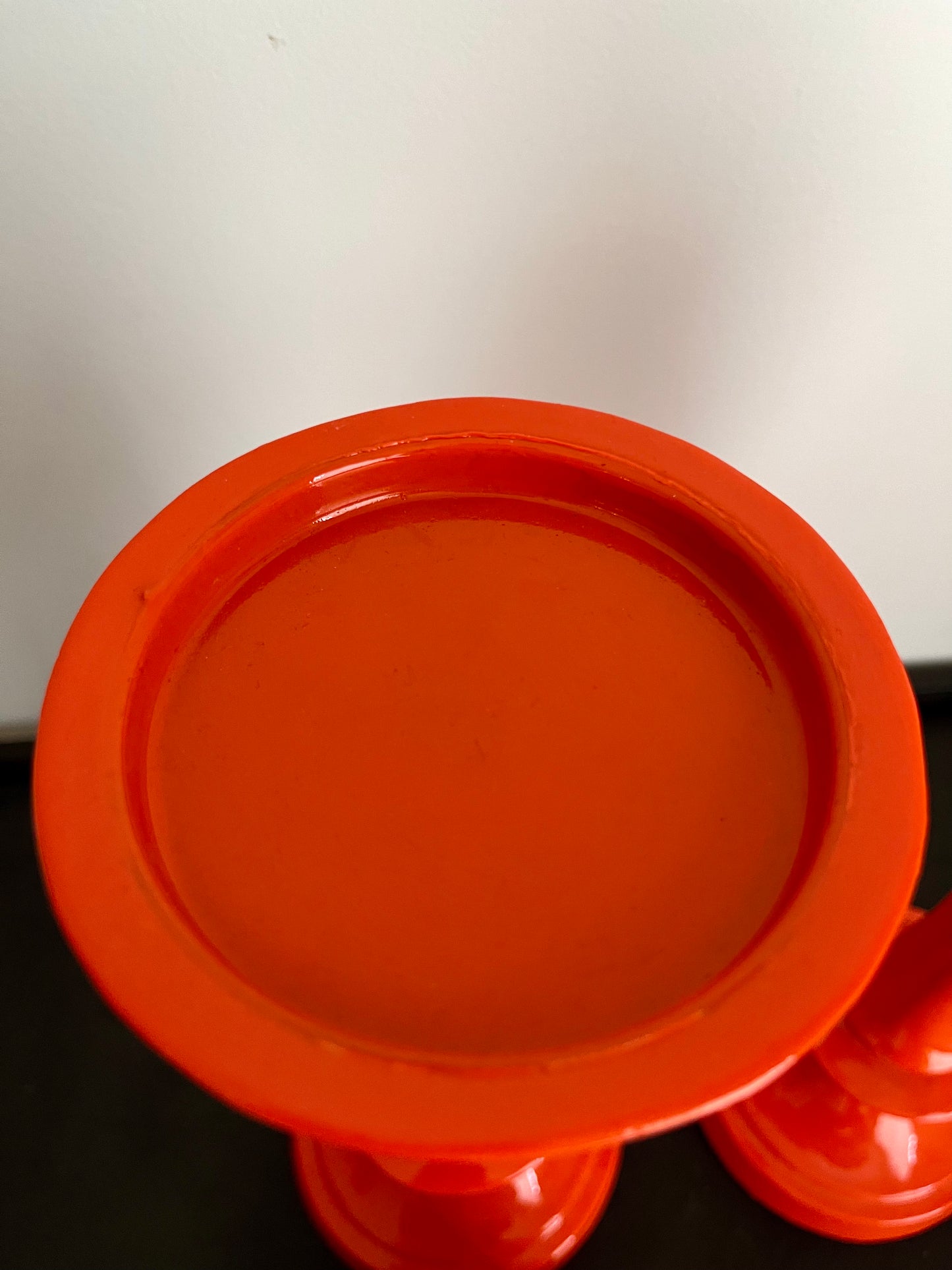 Funky Pair of Orange Candle Holders