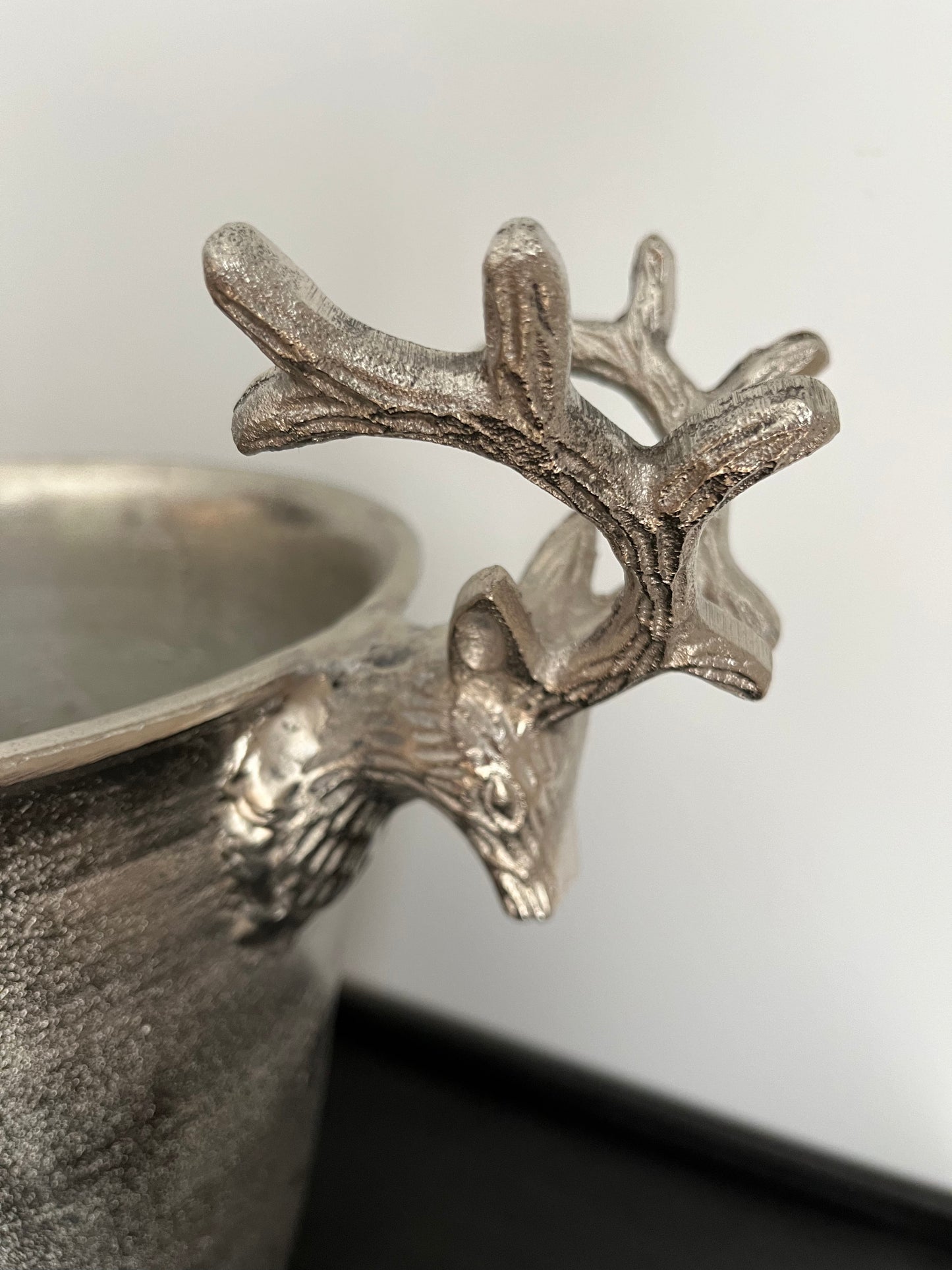 Le Forge Silver Champagne Bucket With Faux Magnolia Plant