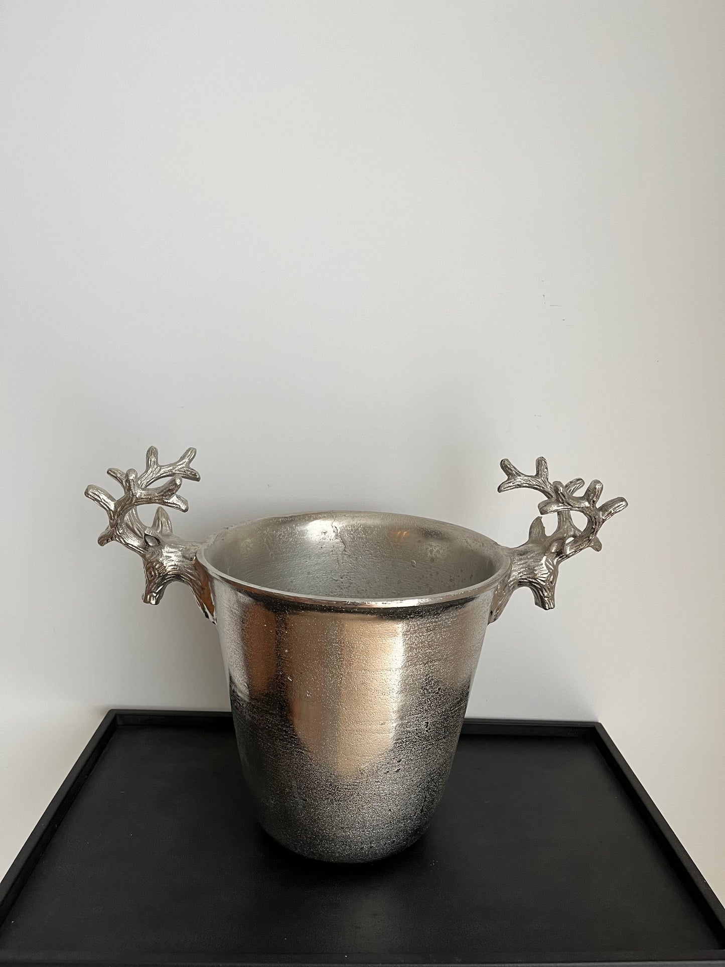Le Forge Silver Champagne Bucket With Faux Magnolia Plant