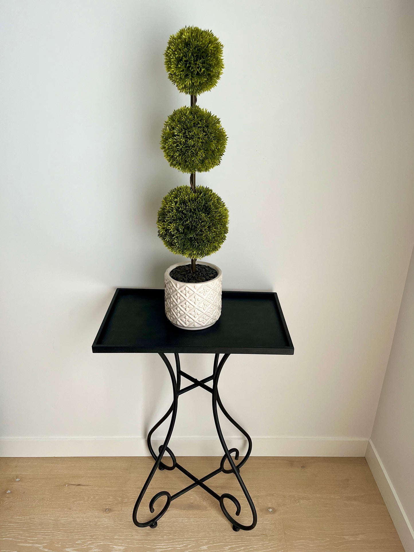 Beautiful French Country Iron Table with Topiary