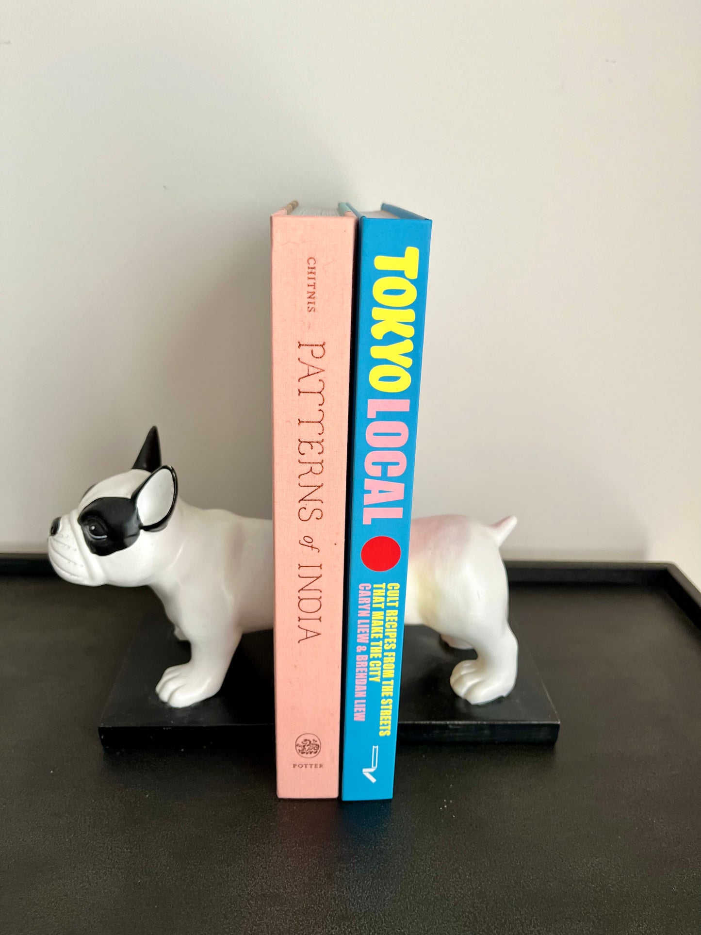 Cute Black and White French Bulldog Bookends