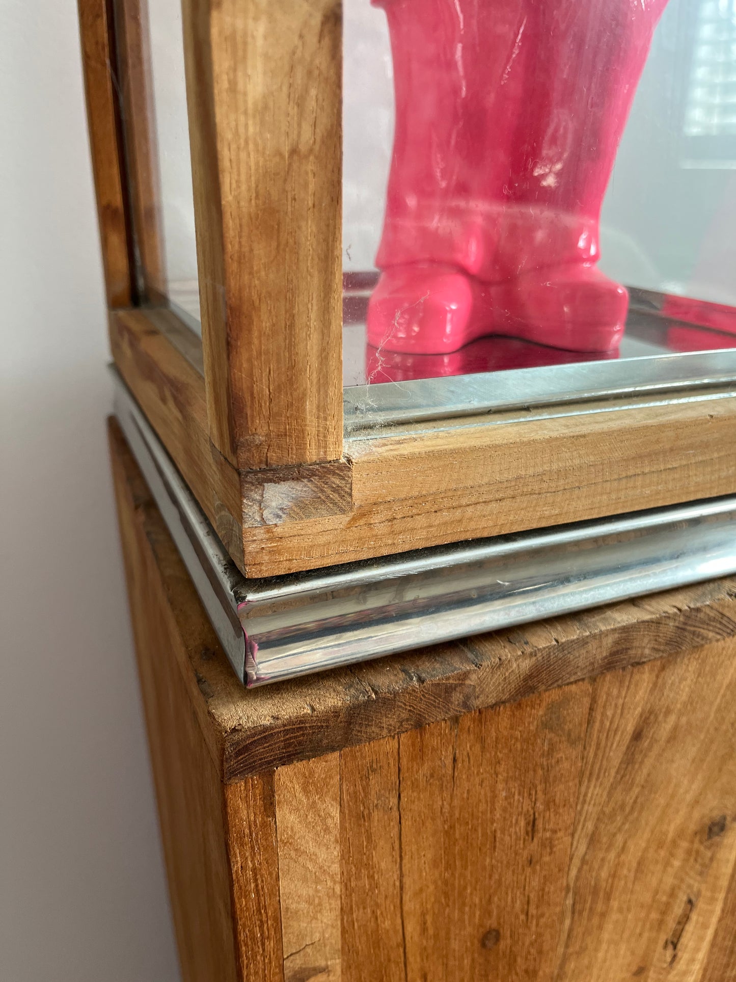 Wooden Pillar Display Stand with Naughty Gnome