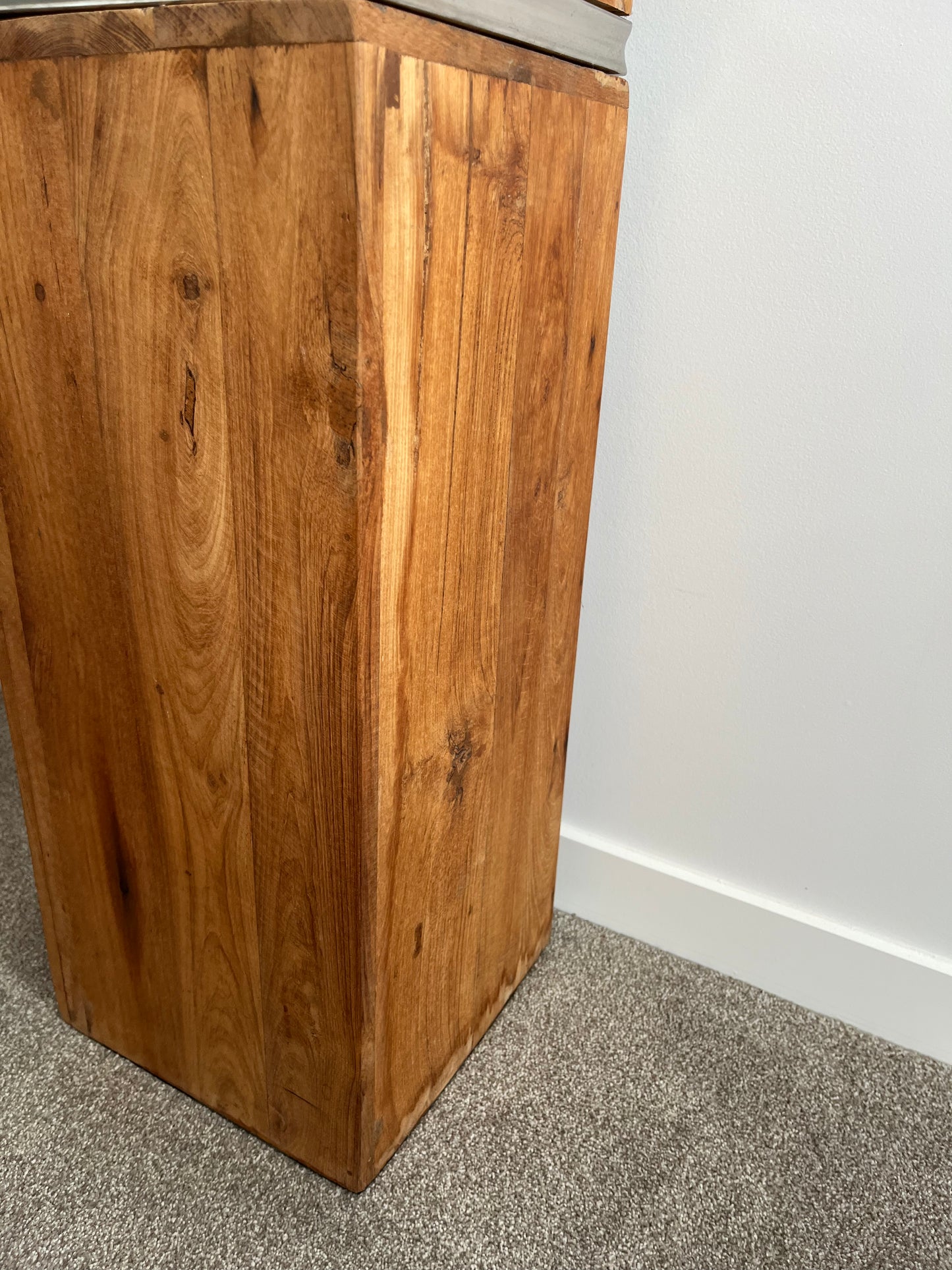 Wooden Pillar Display Stand with Naughty Gnome