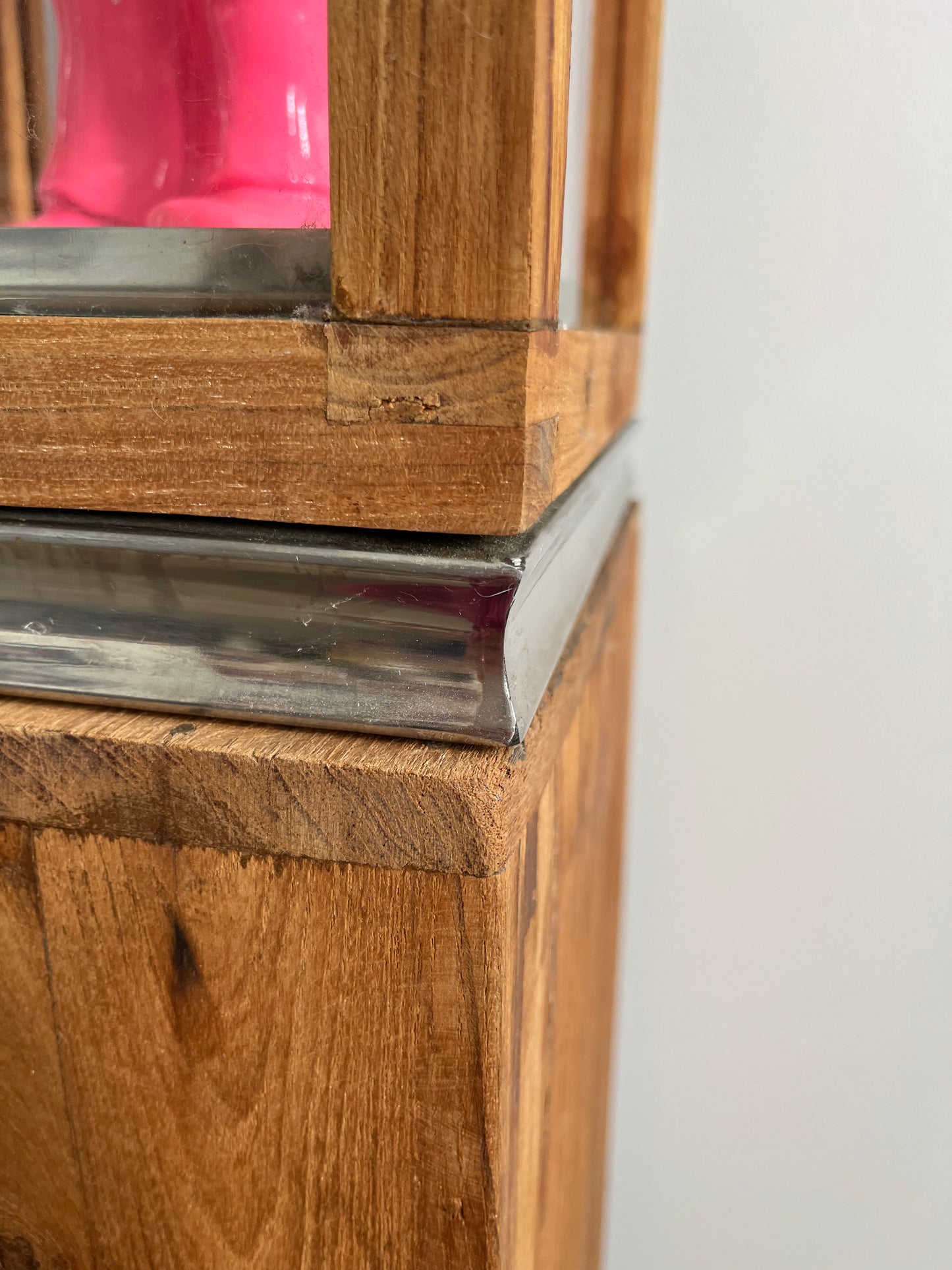 Wooden Pillar Display Stand with Naughty Gnome