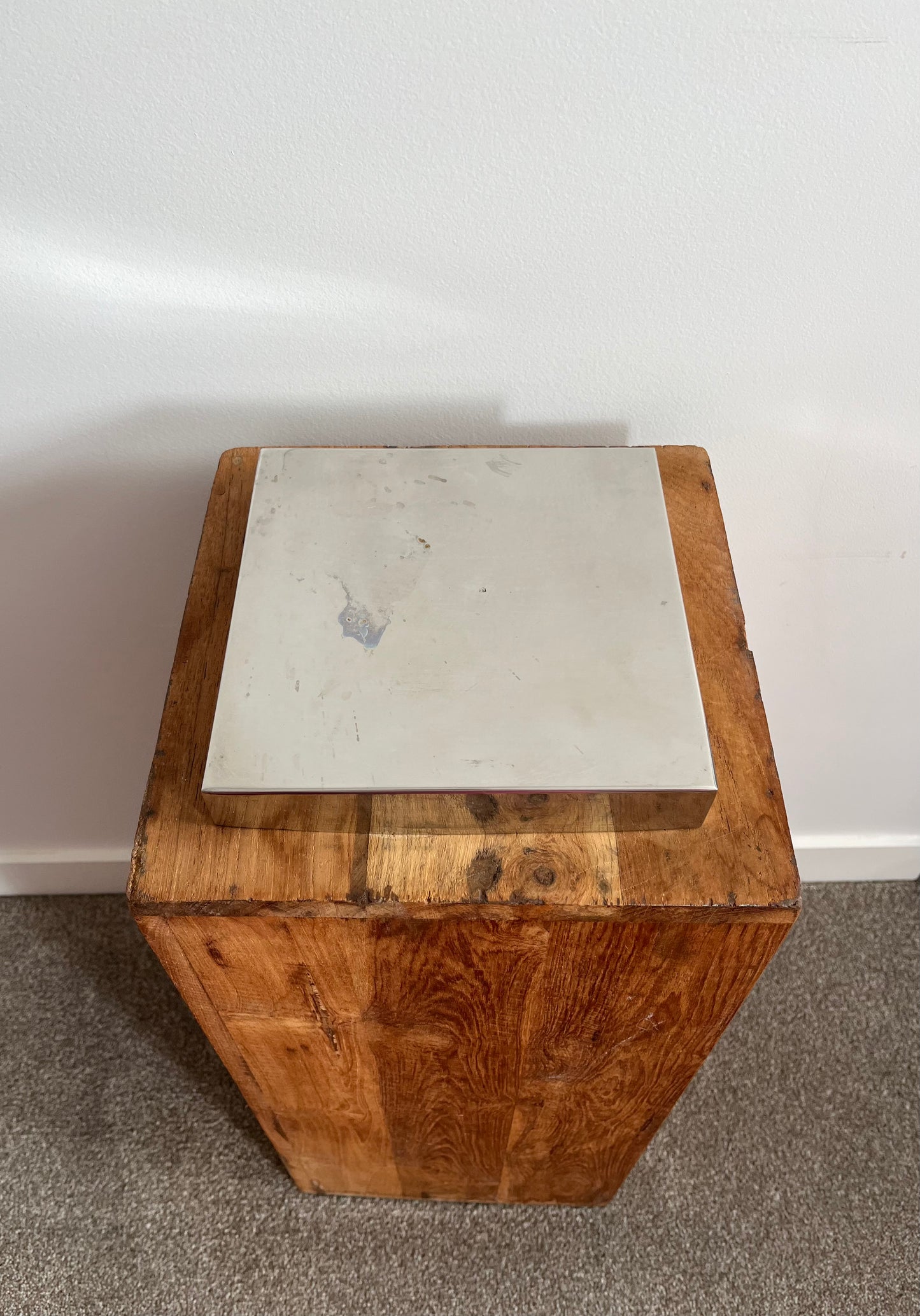 Wooden Pillar Display Stand with Naughty Gnome