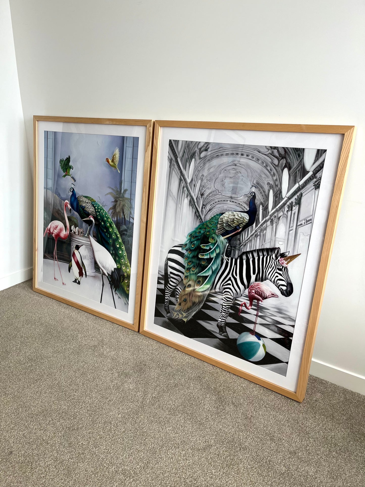 Beautiful Pair of Large Urban Road Framed Whimsical Prints